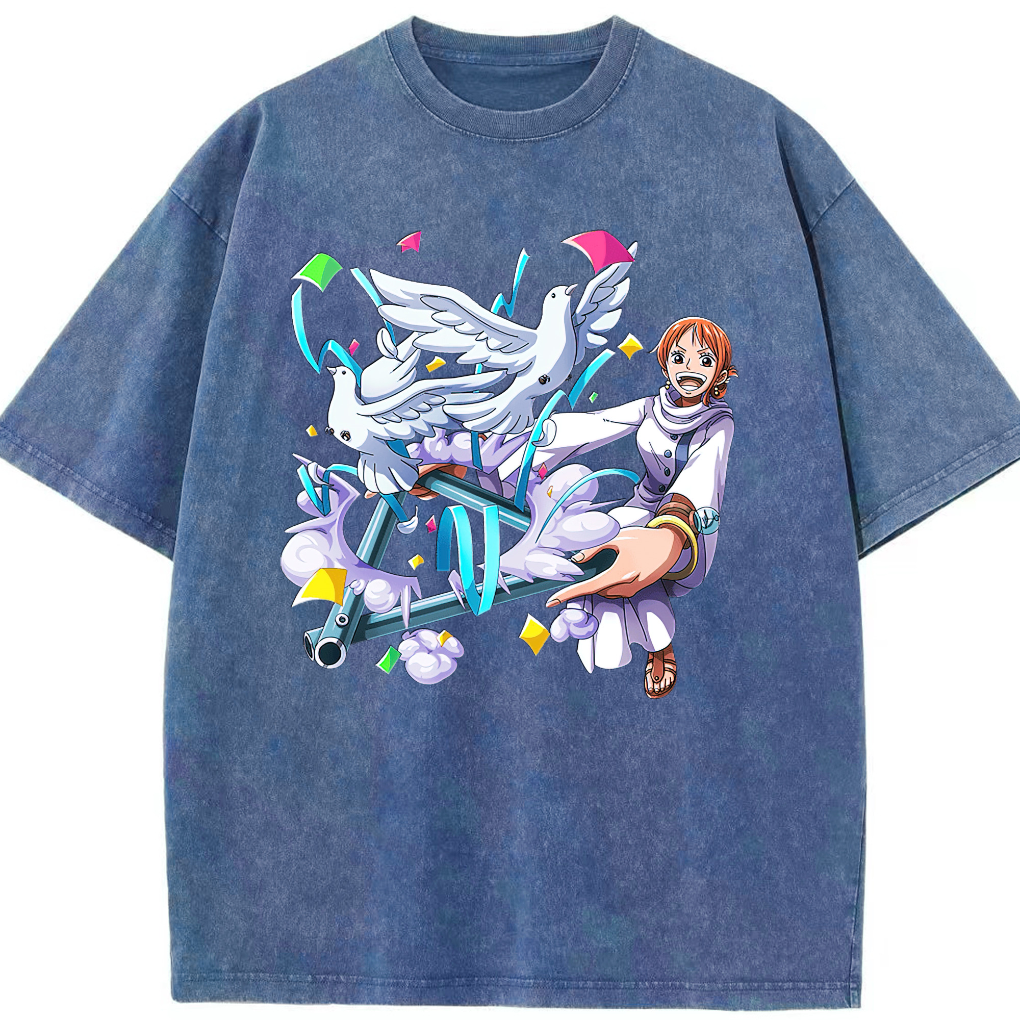 ワンピース ナミ ONE PIECE Nami 綿100% ヴィンテージ風 半袖Tシャツ（フロントプリント）