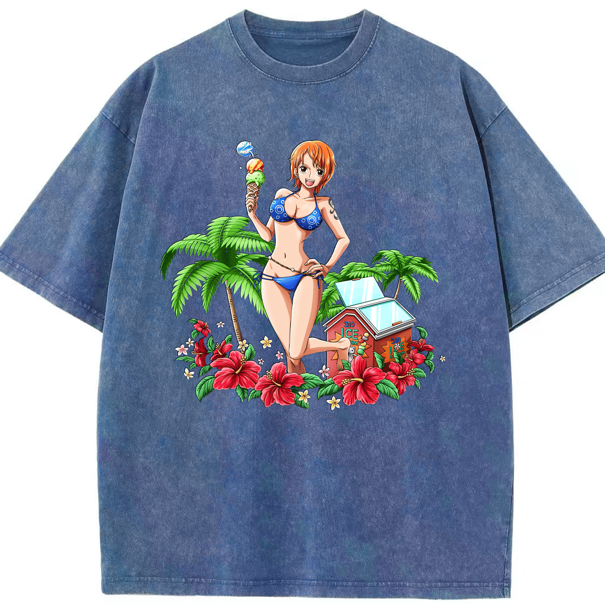 ワンピース ナミ ONE PIECE Nami 綿100% ヴィンテージ風 半袖Tシャツ（フロントプリント）