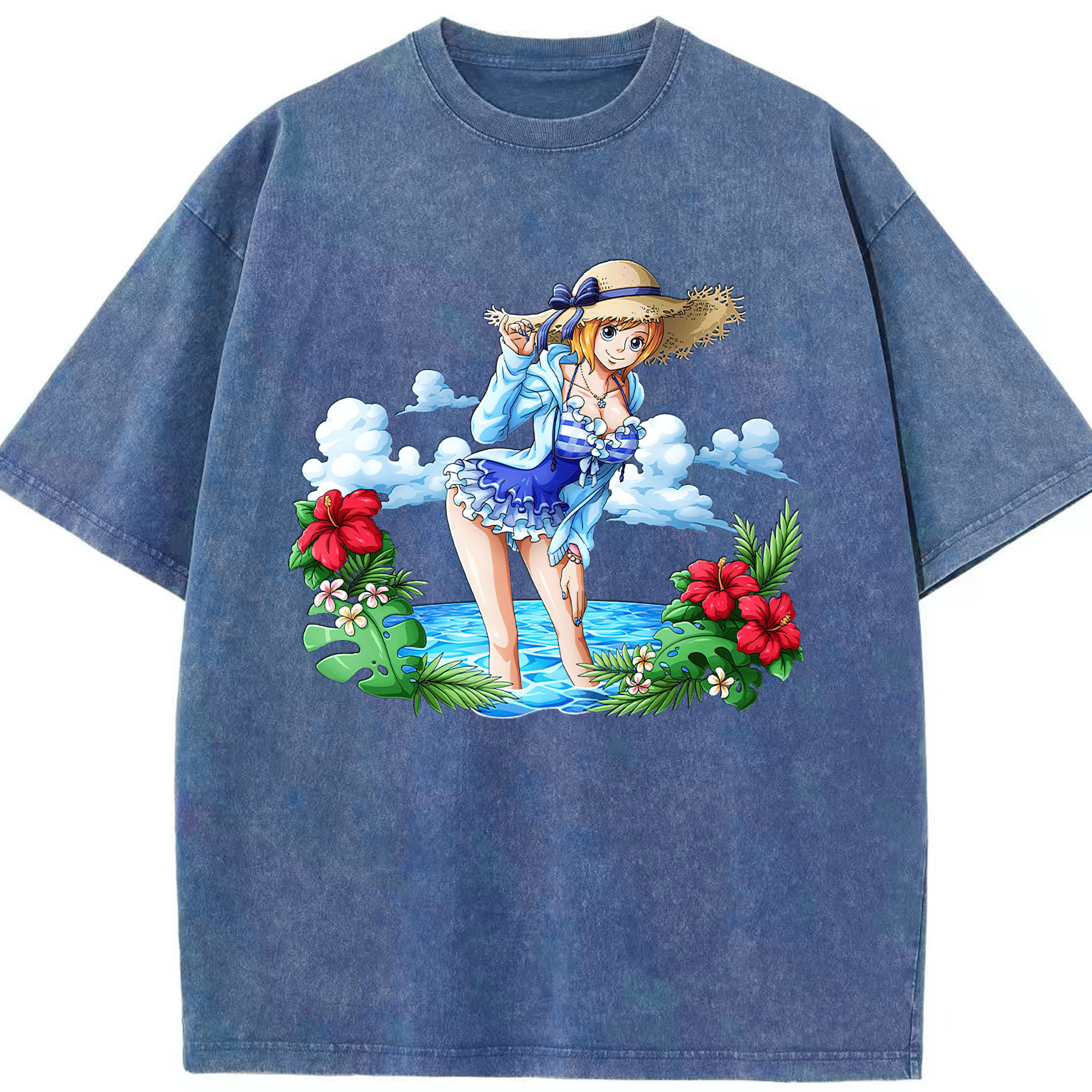 ワンピース ナミ ONE PIECE Nami 綿100% ヴィンテージ風 半袖Tシャツ（フロントプリント）