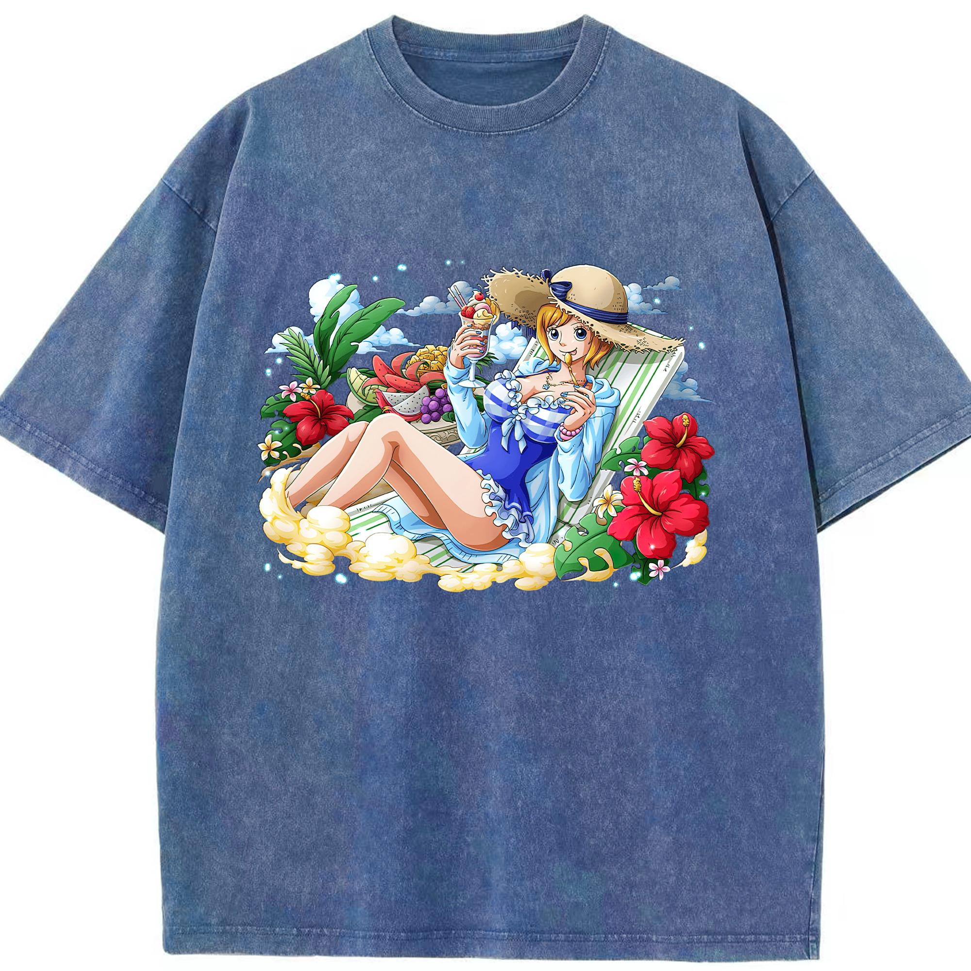 ワンピース ナミ ONE PIECE Nami 綿100% ヴィンテージ風 半袖Tシャツ（フロントプリント）