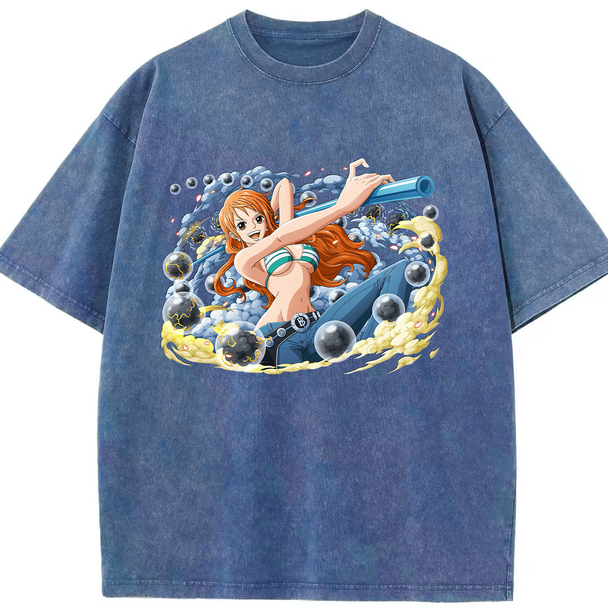 ワンピース ナミ ONE PIECE Nami 綿100% ヴィンテージ風 半袖Tシャツ（フロントプリント）