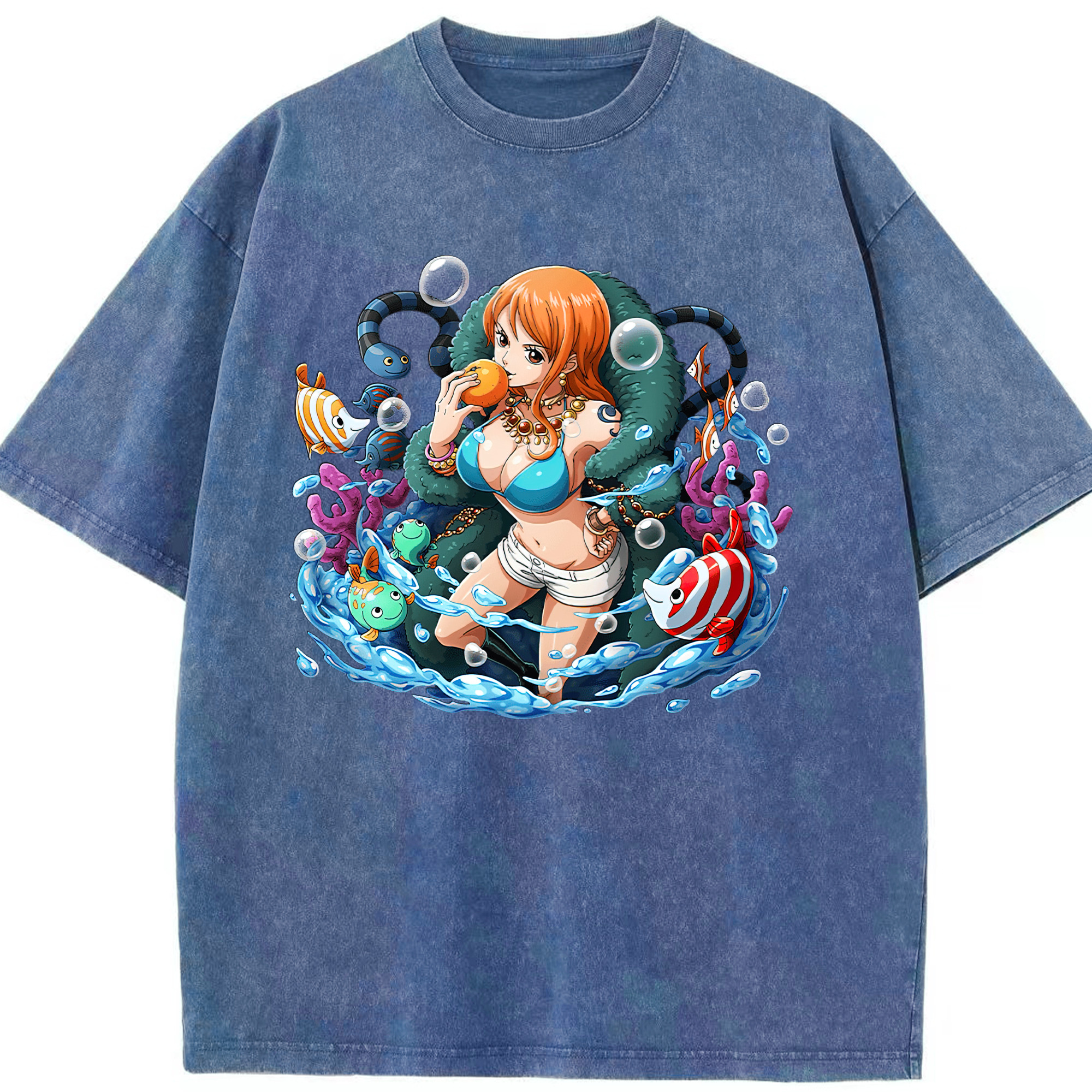ワンピース ナミ ONE PIECE Nami 綿100% ヴィンテージ風 半袖Tシャツ（フロントプリント）
