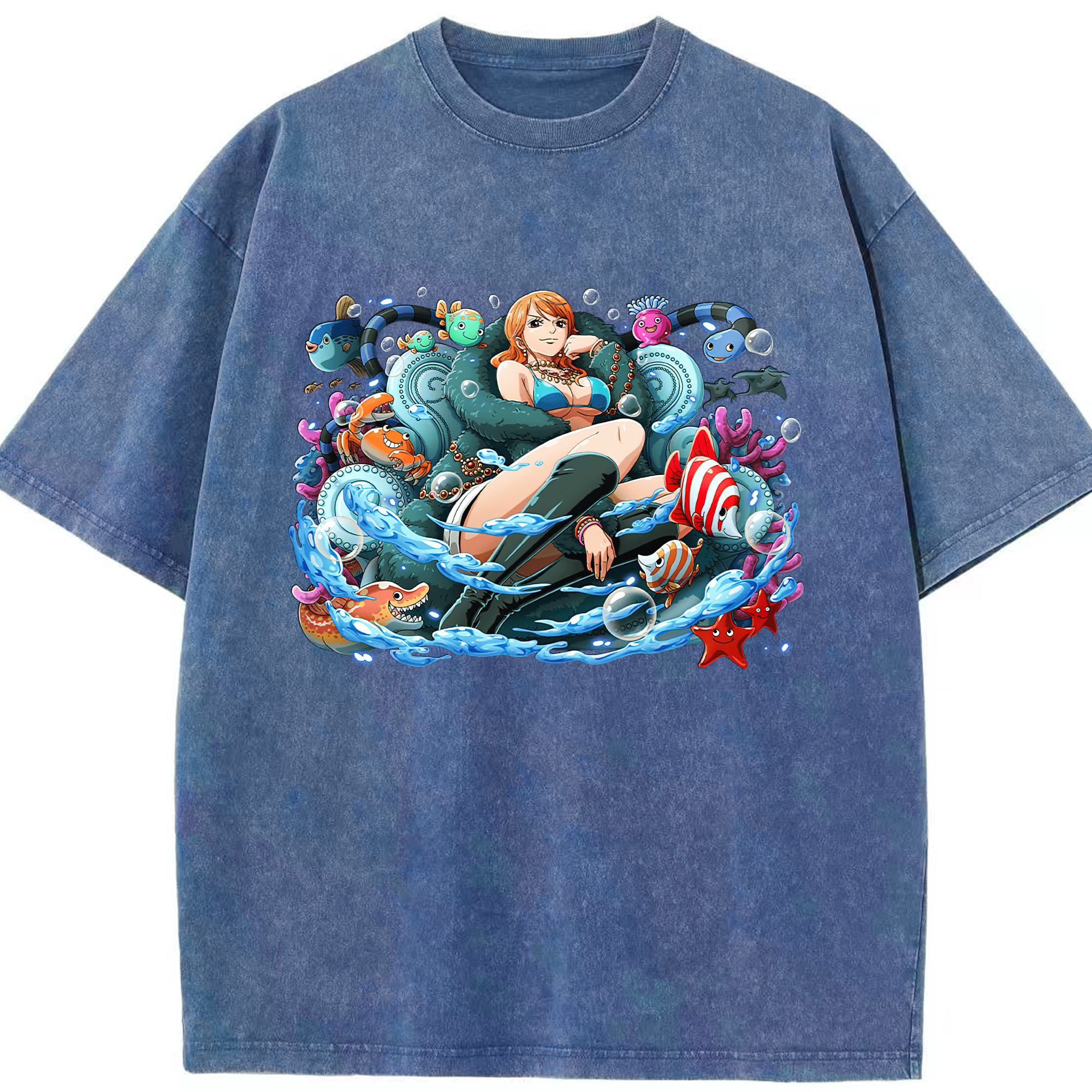 ワンピース ナミ ONE PIECE Nami 綿100% ヴィンテージ風 半袖Tシャツ（フロントプリント）
