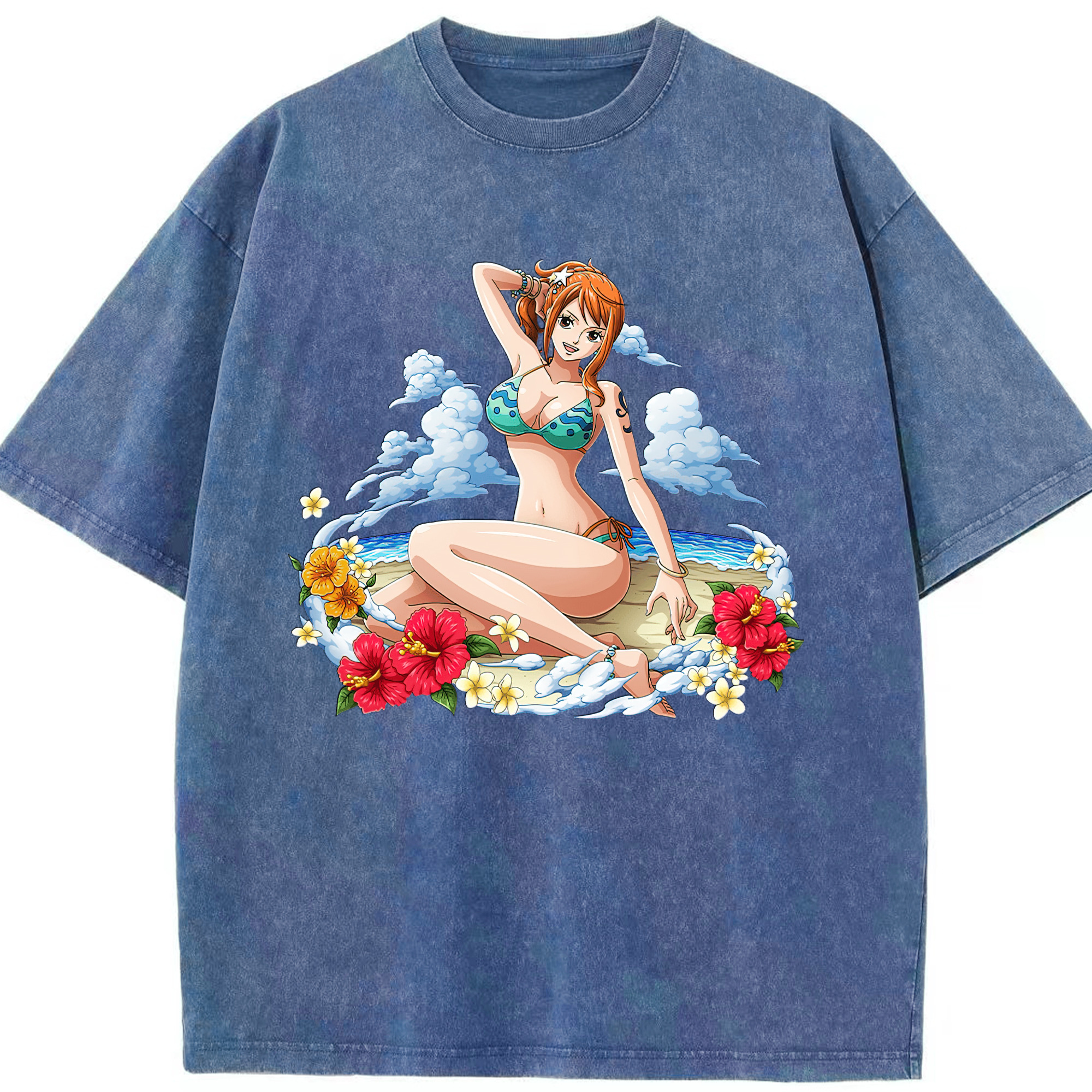 ワンピース ナミ ONE PIECE Nami 綿100% ヴィンテージ風 半袖Tシャツ（フロントプリント）