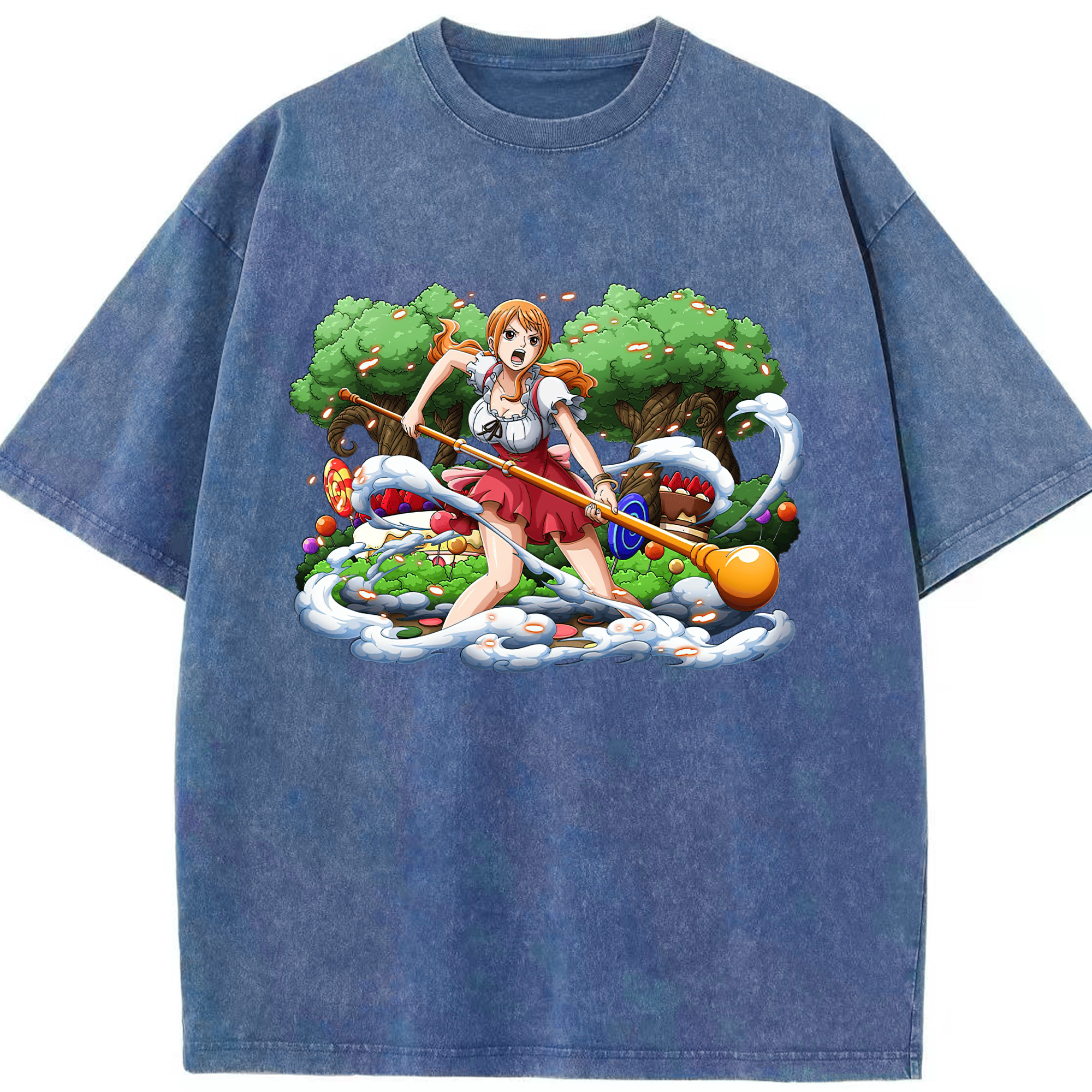 ワンピース ナミ ONE PIECE Nami 綿100% ヴィンテージ風 半袖Tシャツ（フロントプリント）