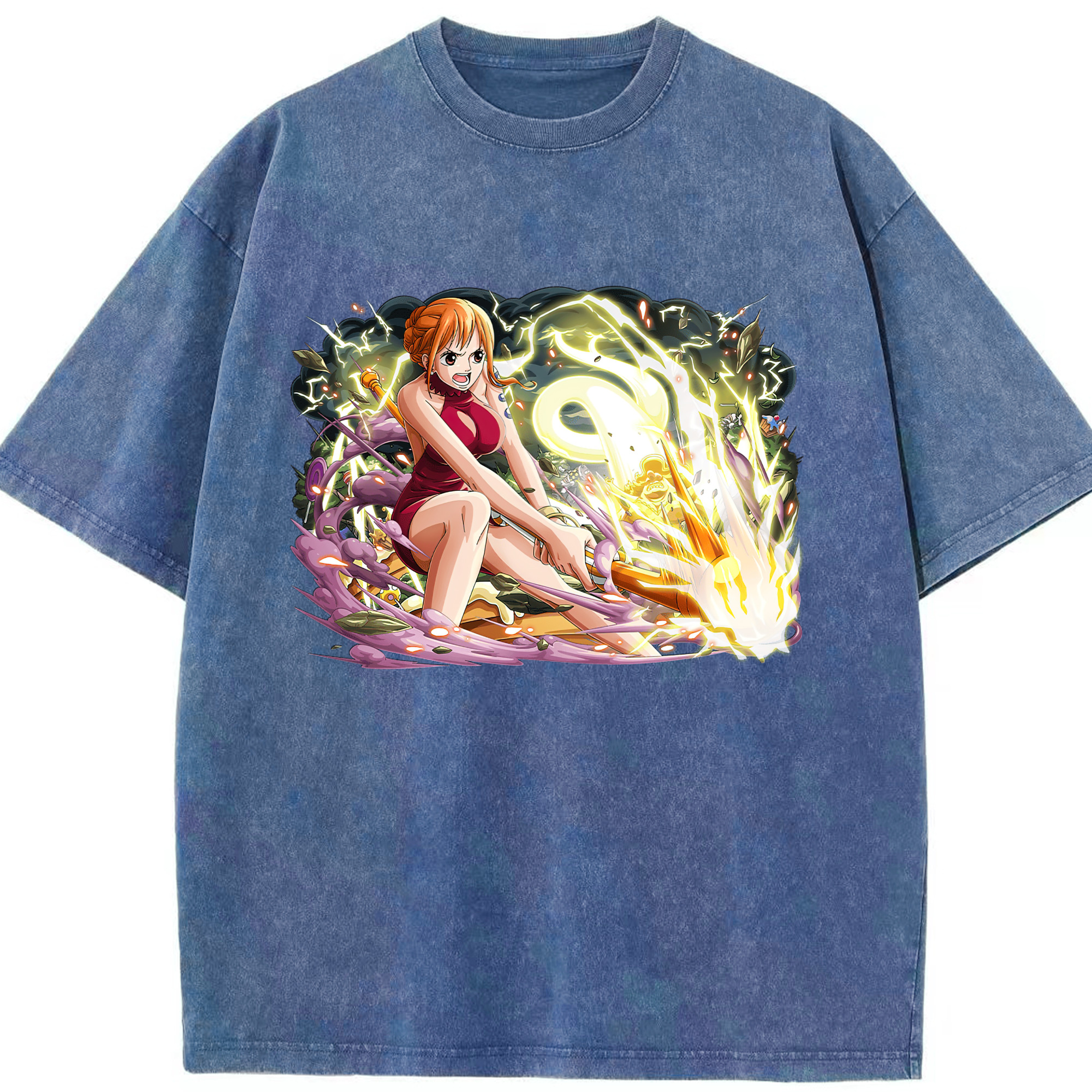 ワンピース ナミ ONE PIECE Nami 綿100% ヴィンテージ風 半袖Tシャツ（フロントプリント）