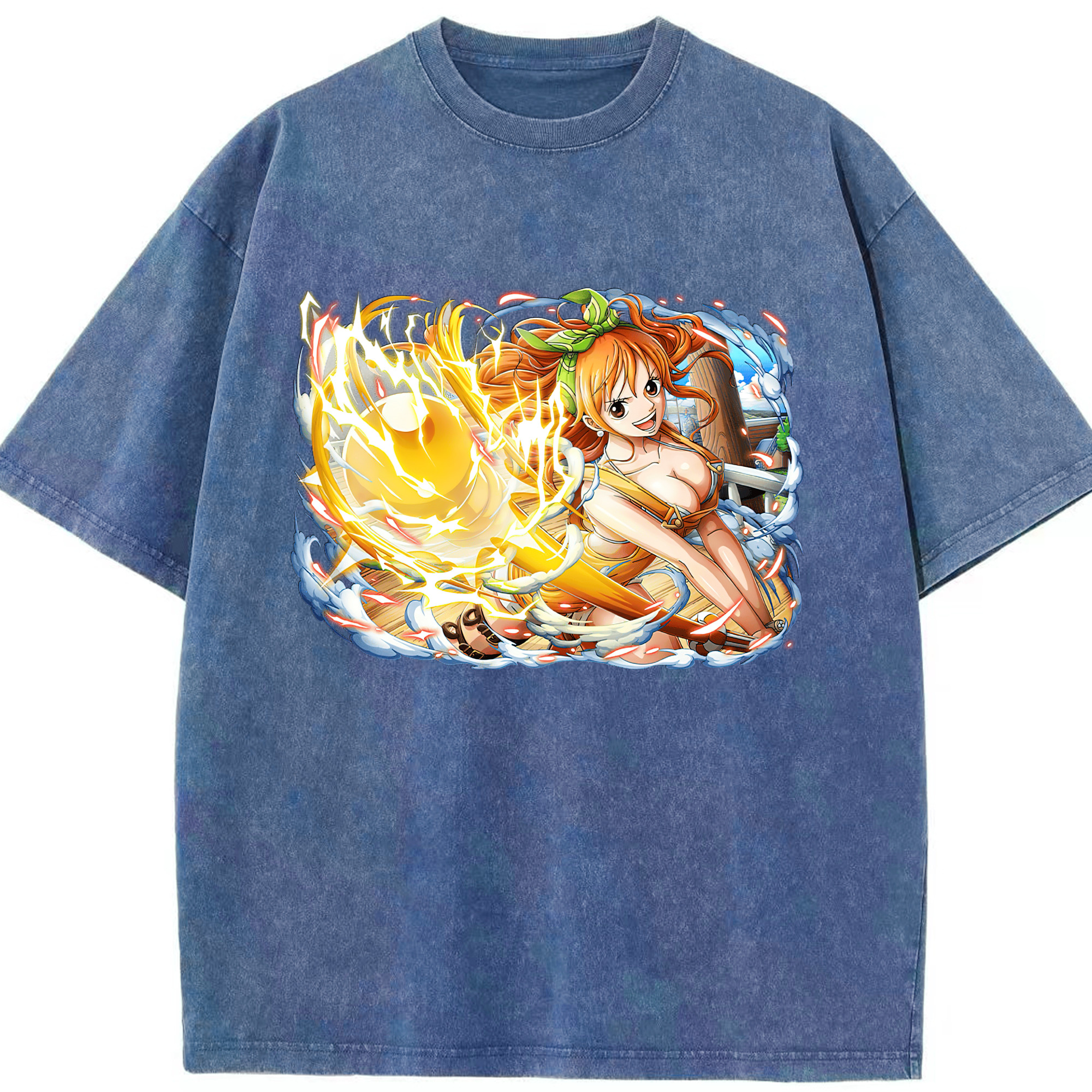 ワンピース ナミ ONE PIECE Nami 綿100% ヴィンテージ風 半袖Tシャツ（フロントプリント）