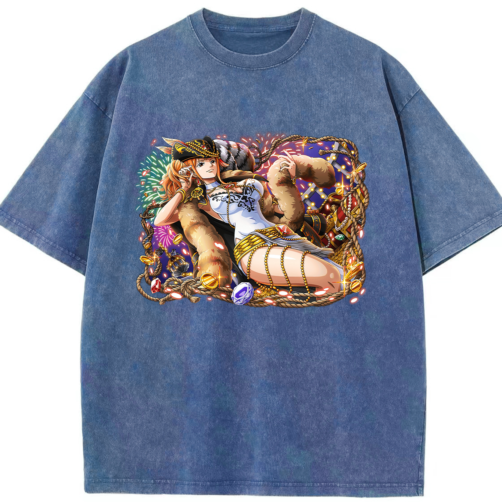 ワンピース ナミ ONE PIECE Nami 綿100% ヴィンテージ風 半袖Tシャツ（フロントプリント）