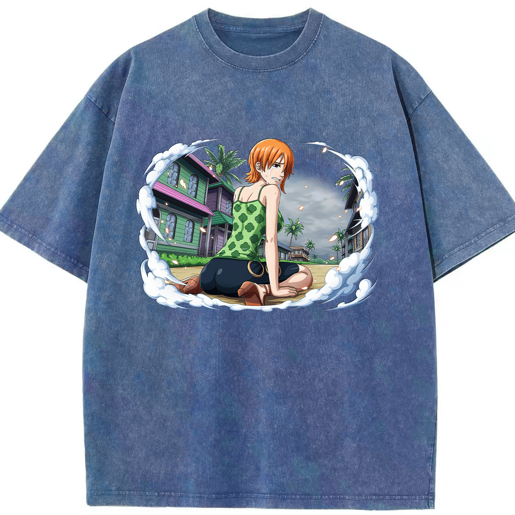 （画像用） ワンピース ナミ ONE PIECE Nami 綿100% ヴィンテージ風 半袖Tシャツ（フロントプリント）