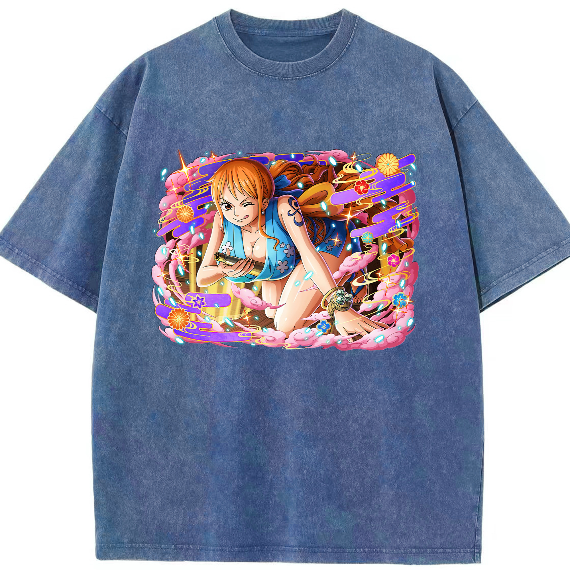 ワンピース ナミ ONE PIECE Nami 綿100% ヴィンテージ風 半袖Tシャツ（フロントプリント）