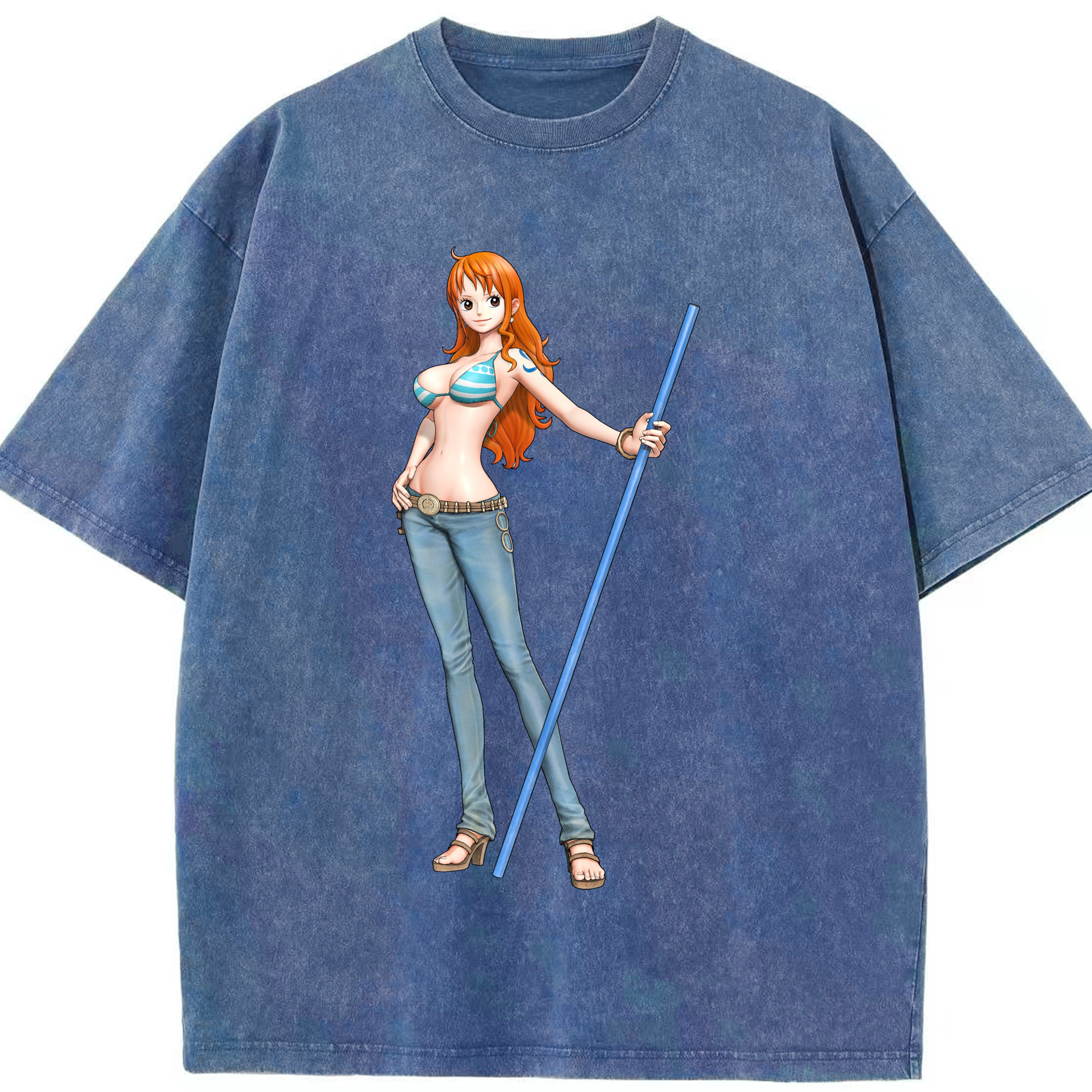 ワンピース ナミ ONE PIECE Nami 綿100% ヴィンテージ風 半袖Tシャツ（フロントプリント）