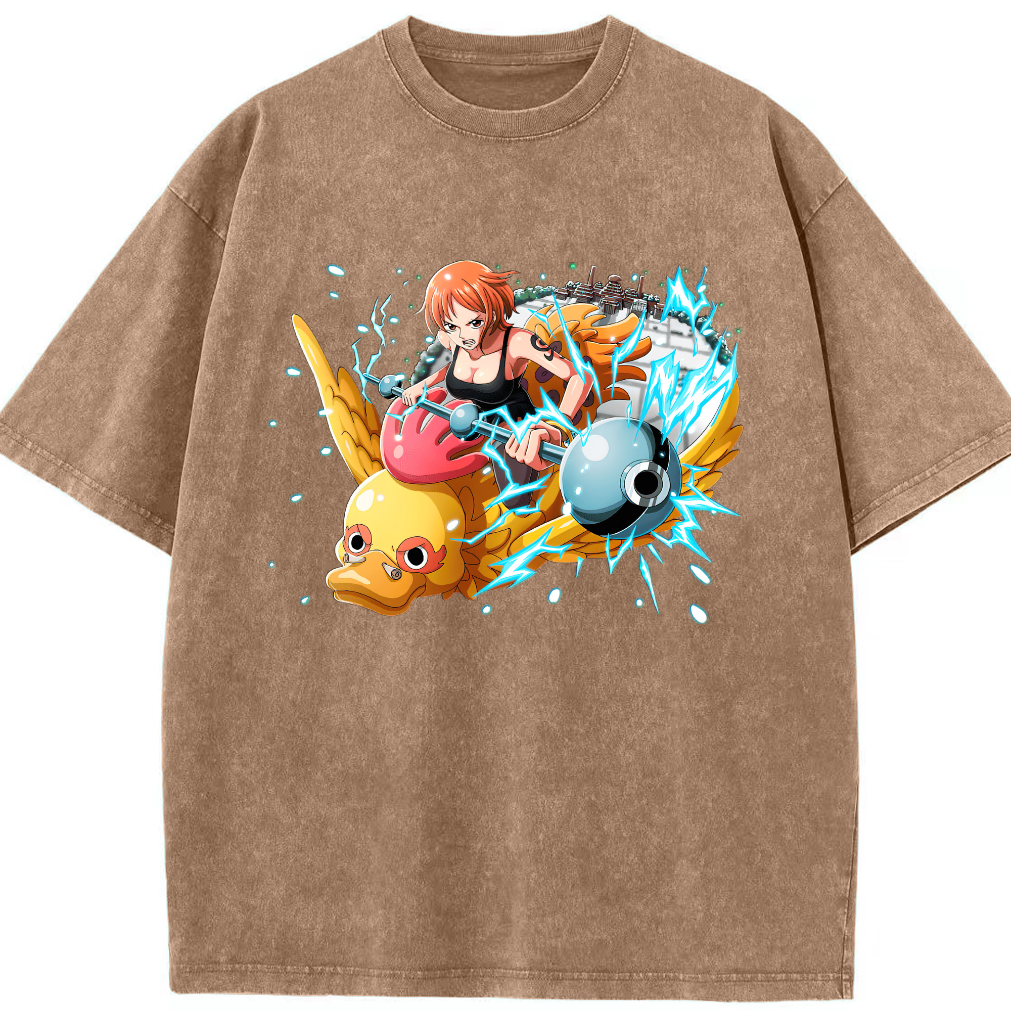 ワンピース ナミ ONE PIECE Nami 綿100% ヴィンテージ風 半袖Tシャツ（フロントプリント）