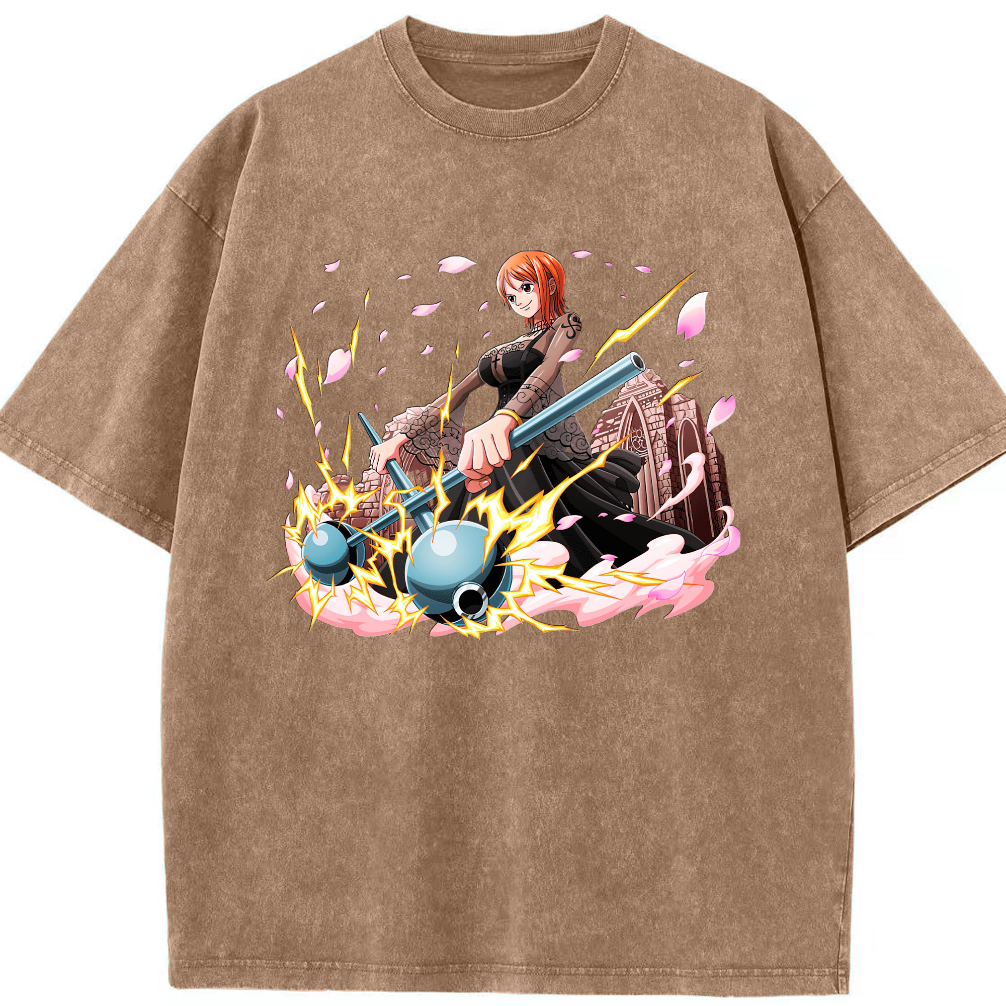 ワンピース ナミ ONE PIECE Nami 綿100% ヴィンテージ風 半袖Tシャツ（フロントプリント）