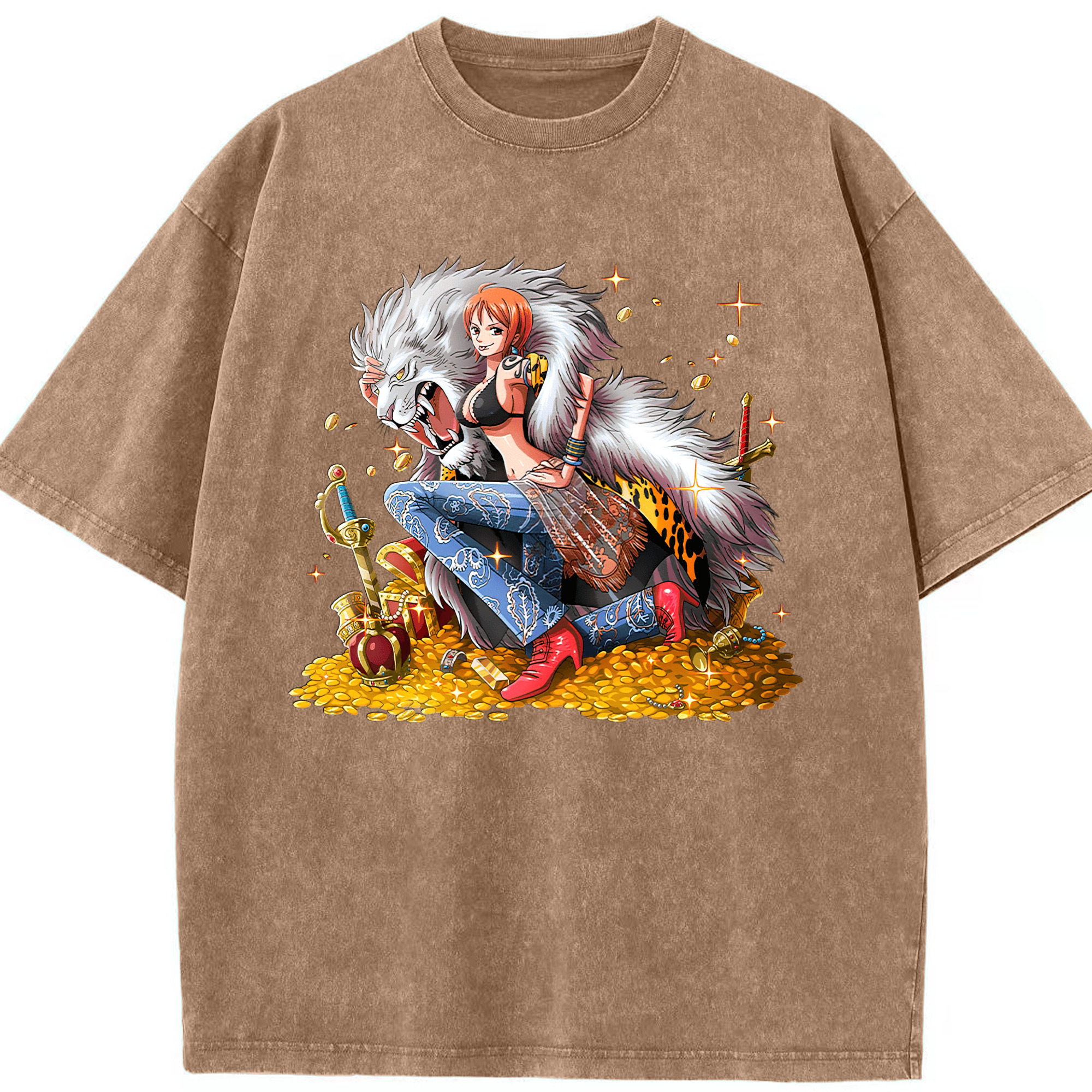 ワンピース ナミ ONE PIECE Nami 綿100% ヴィンテージ風 半袖Tシャツ（フロントプリント）