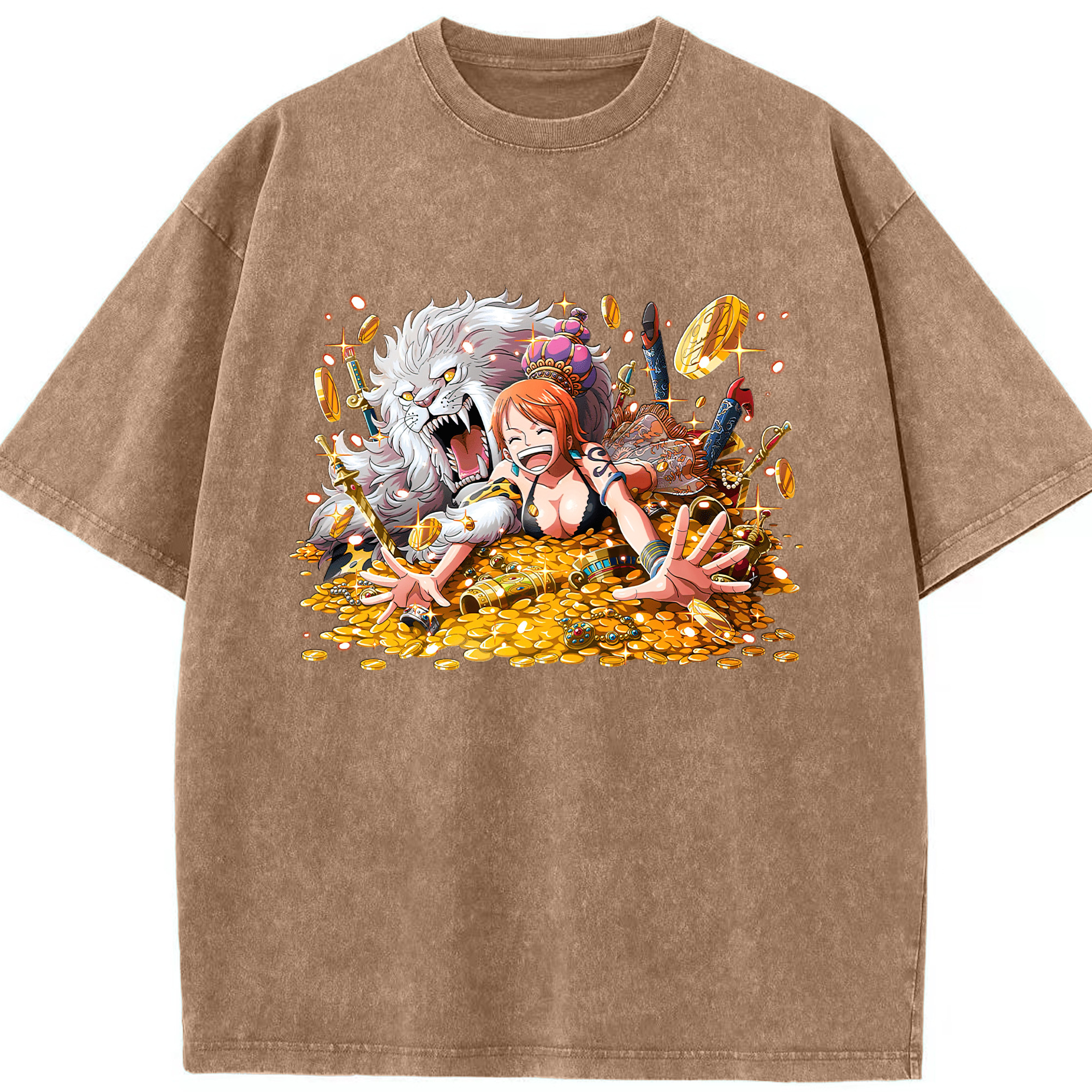 ワンピース ナミ ONE PIECE Nami 綿100% ヴィンテージ風 半袖Tシャツ（フロントプリント）