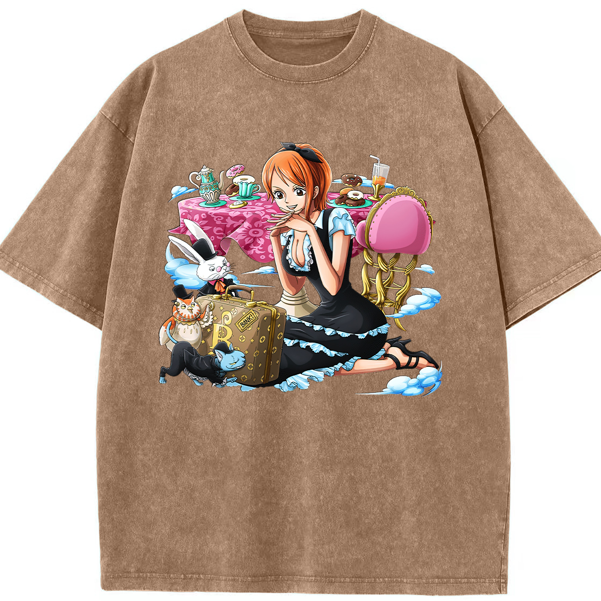 ワンピース ナミ ONE PIECE Nami 綿100% ヴィンテージ風 半袖Tシャツ（フロントプリント）