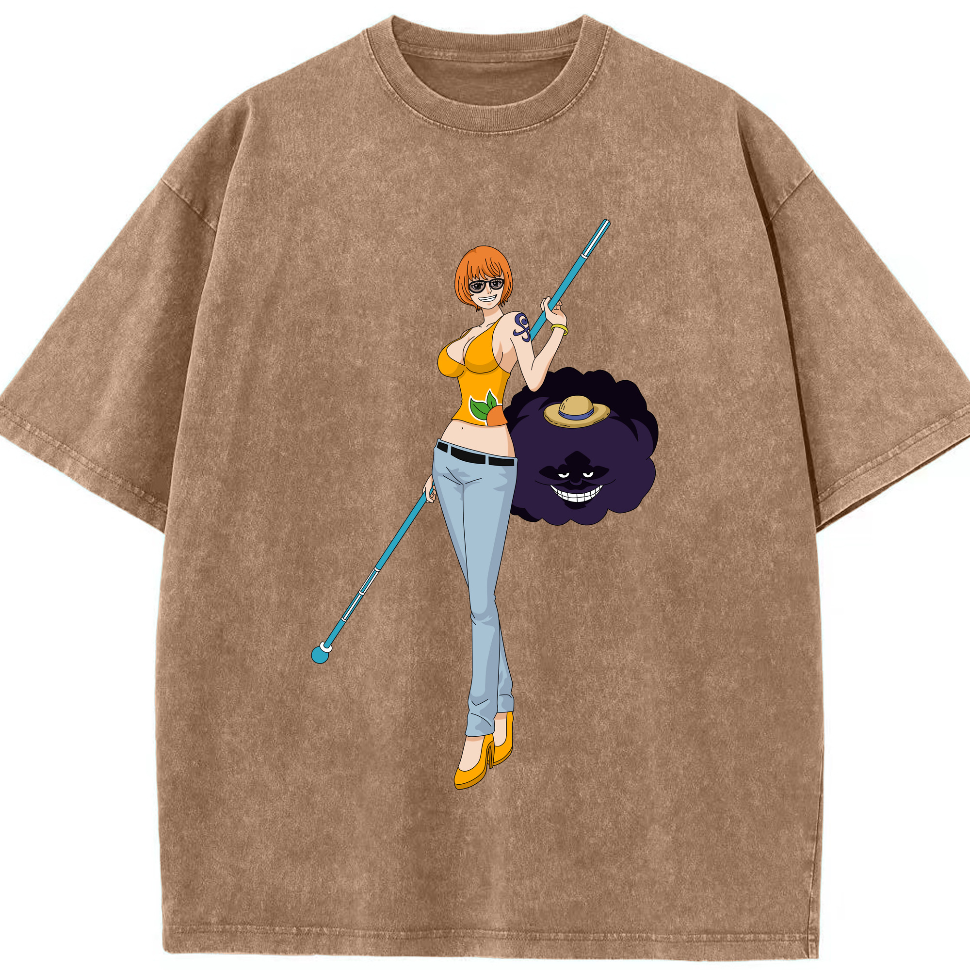 ワンピース ナミ ONE PIECE Nami 綿100% ヴィンテージ風 半袖Tシャツ（フロントプリント）