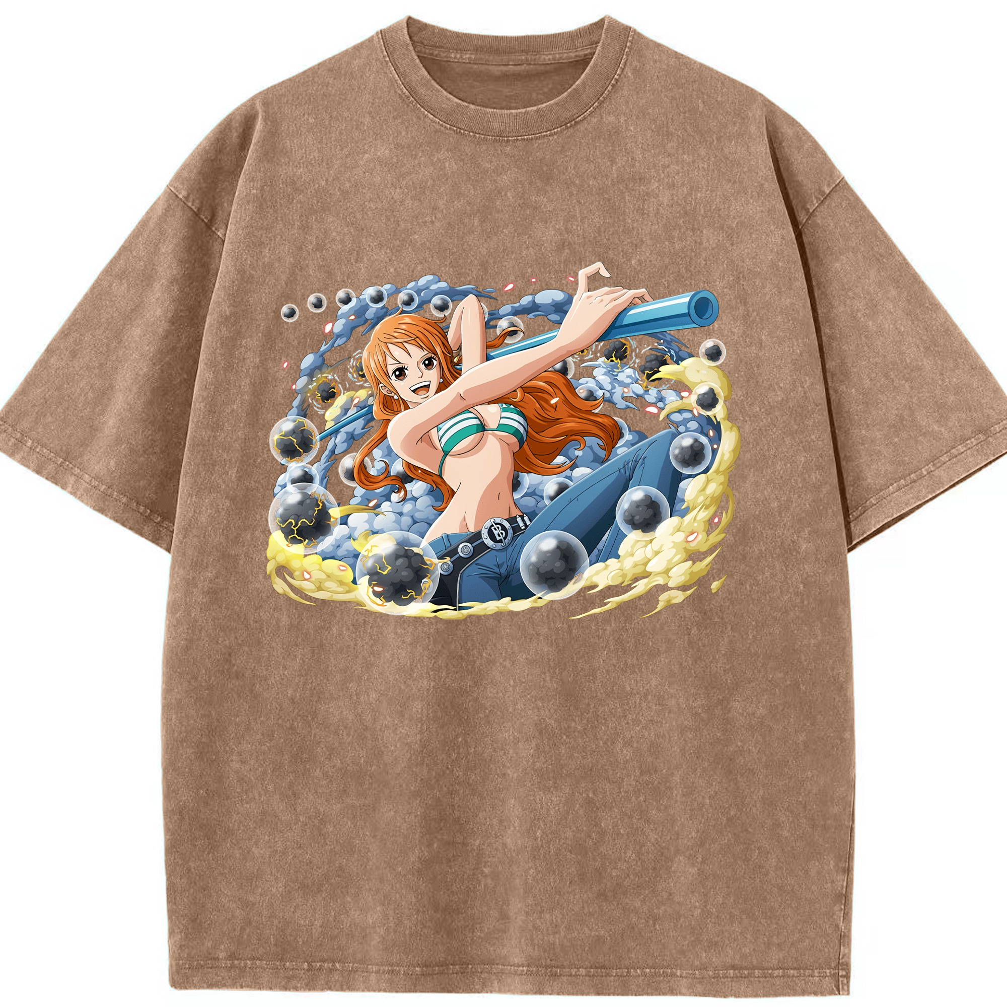 ワンピース ナミ ONE PIECE Nami 綿100% ヴィンテージ風 半袖Tシャツ（フロントプリント）