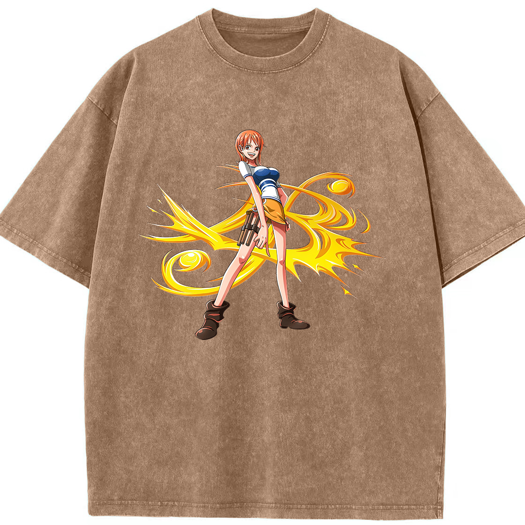 ワンピース ナミ ONE PIECE Nami 綿100% ヴィンテージ風 半袖Tシャツ（フロントプリント）