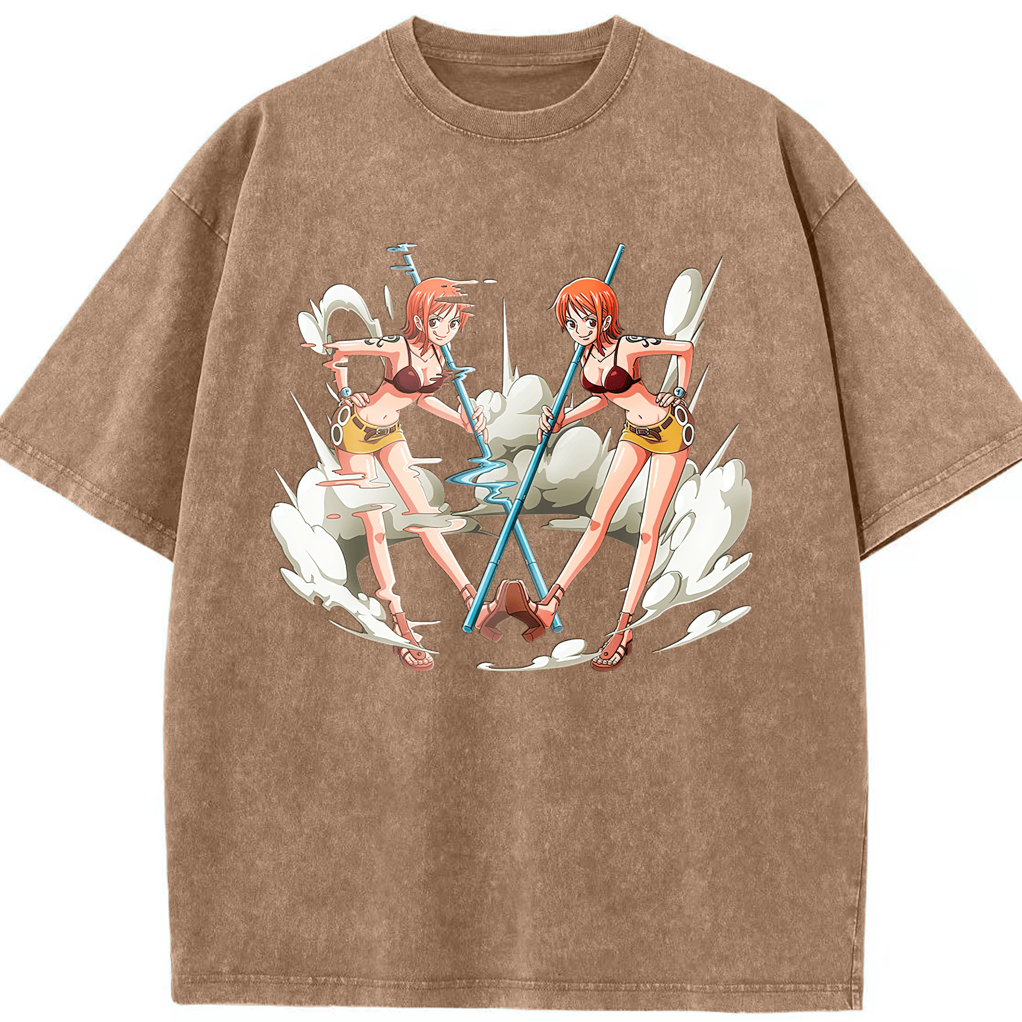 ワンピース ナミ ONE PIECE Nami 綿100% ヴィンテージ風 半袖Tシャツ（フロントプリント）