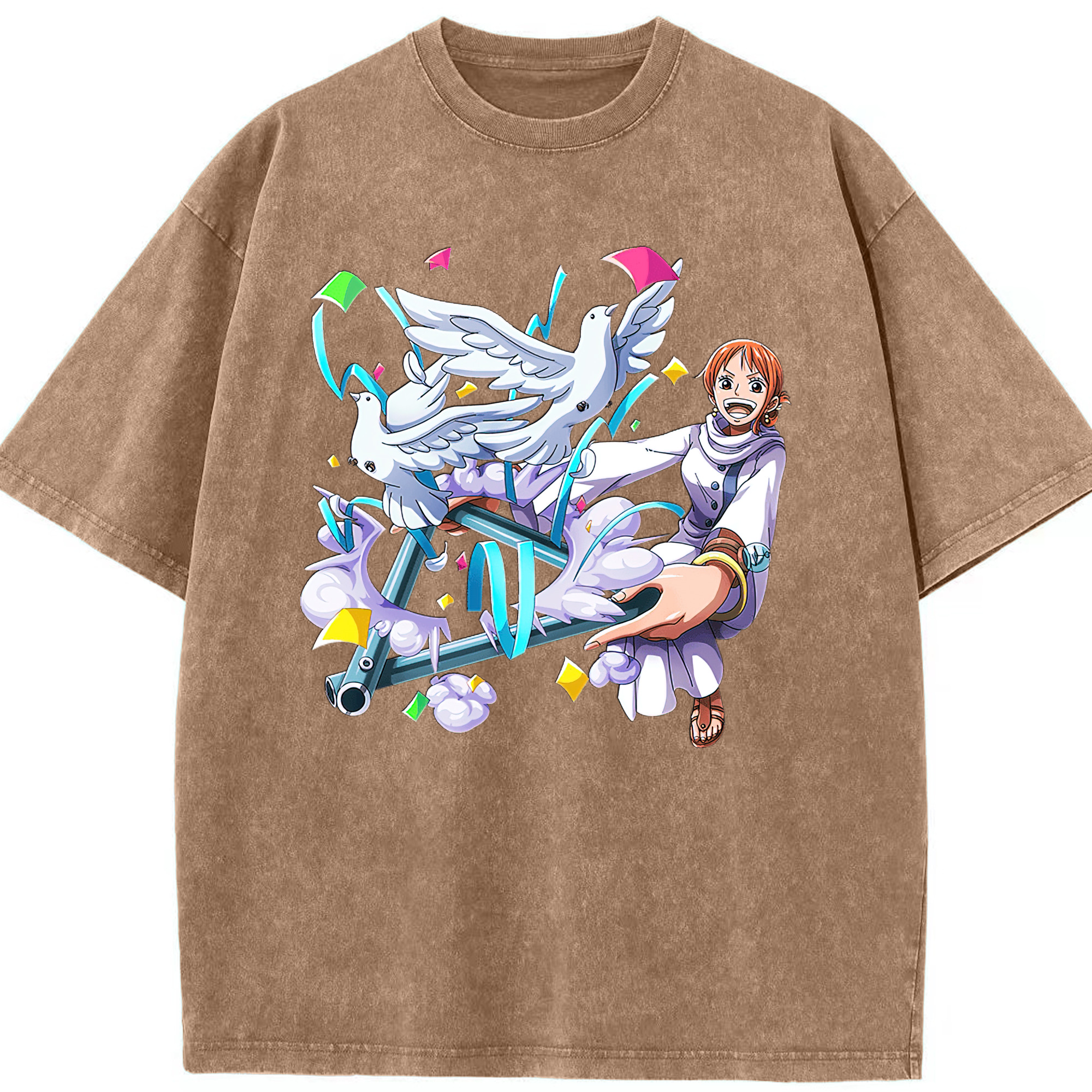 ワンピース ナミ ONE PIECE Nami 綿100% ヴィンテージ風 半袖Tシャツ（フロントプリント）