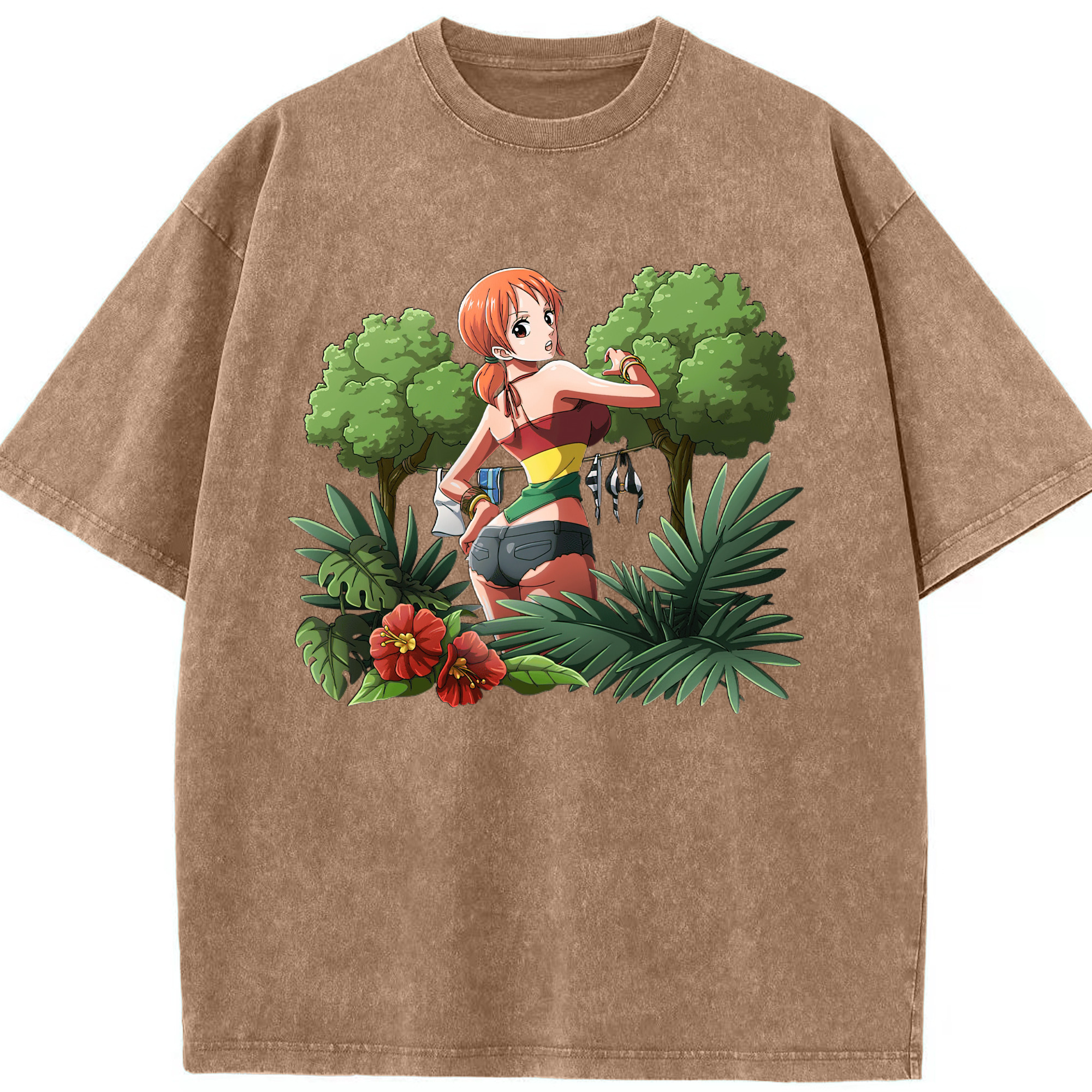 ワンピース ナミ ONE PIECE Nami 綿100% ヴィンテージ風 半袖Tシャツ（フロントプリント）