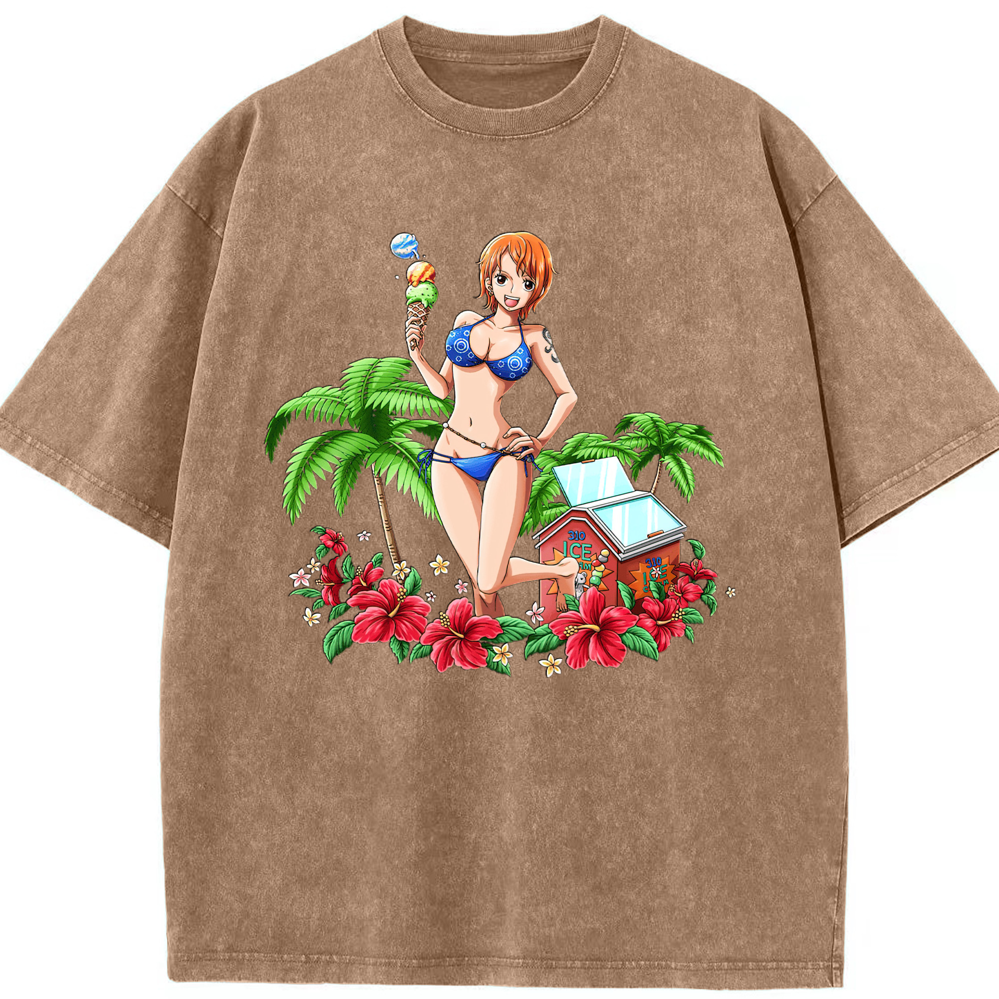 ワンピース ナミ ONE PIECE Nami 綿100% ヴィンテージ風 半袖Tシャツ（フロントプリント）