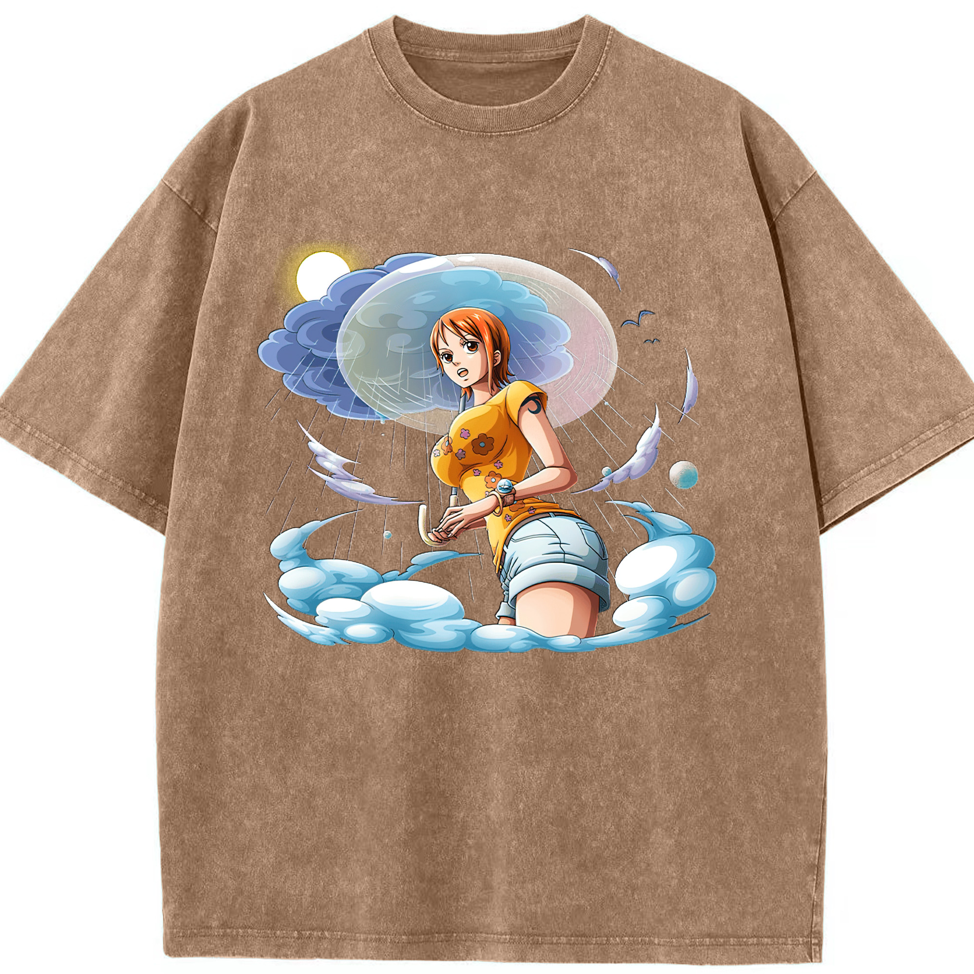 ワンピース ナミ ONE PIECE Nami 綿100% ヴィンテージ風 半袖Tシャツ（フロントプリント）
