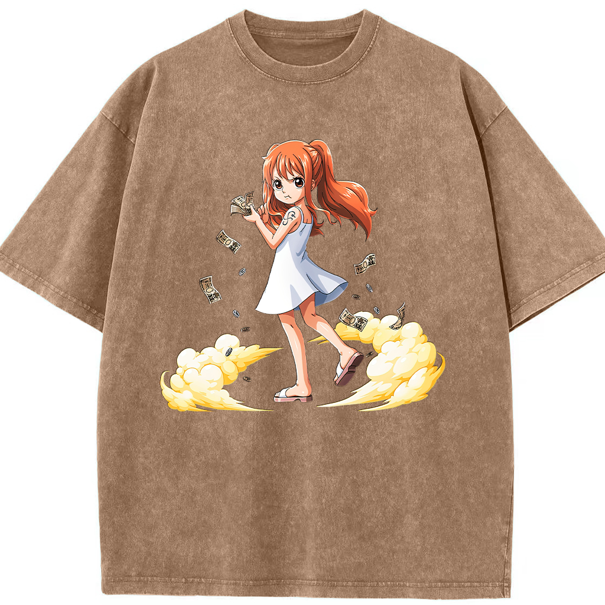 ワンピース ナミ ONE PIECE Nami 綿100% ヴィンテージ風 半袖Tシャツ（フロントプリント）