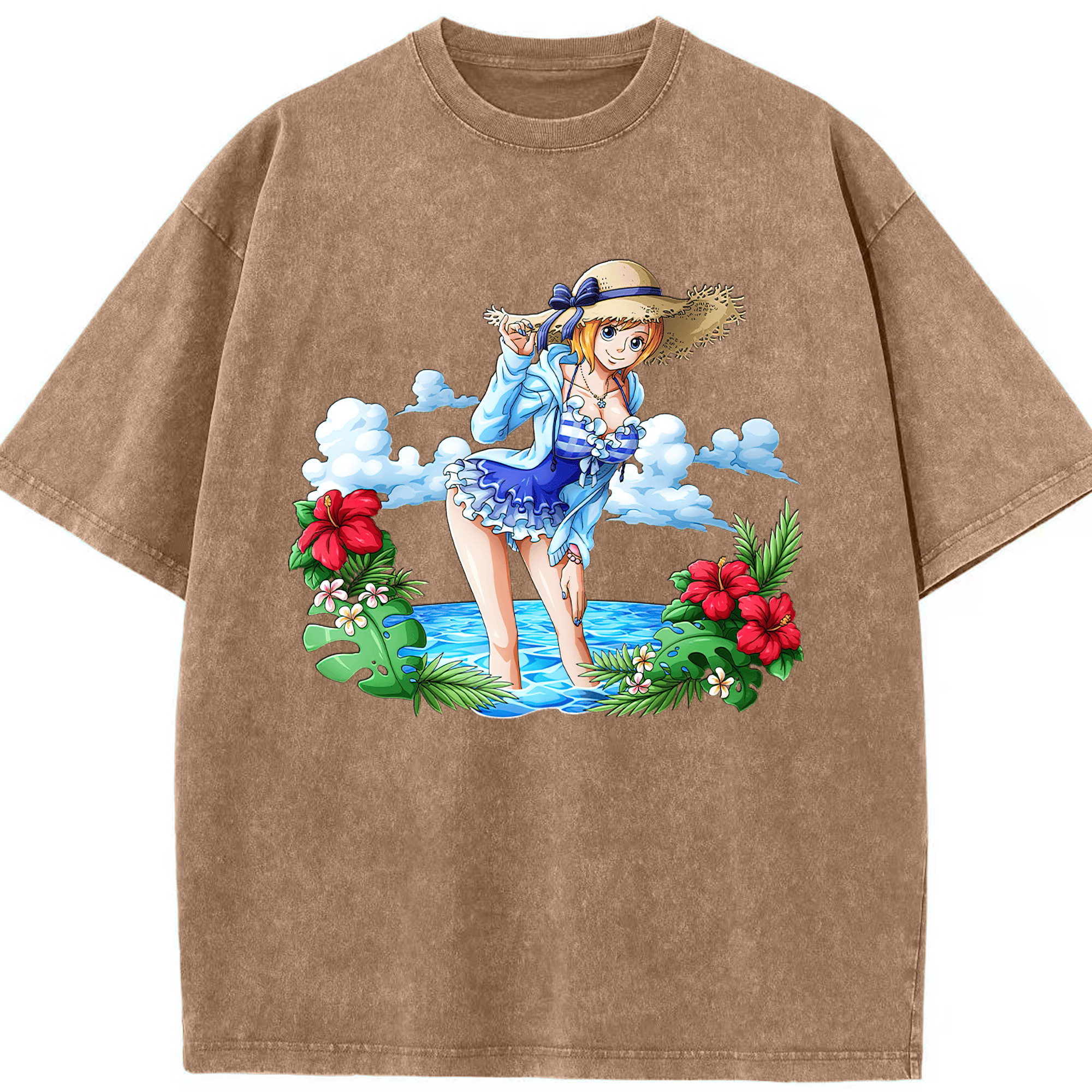 ワンピース ナミ ONE PIECE Nami 綿100% ヴィンテージ風 半袖Tシャツ（フロントプリント）