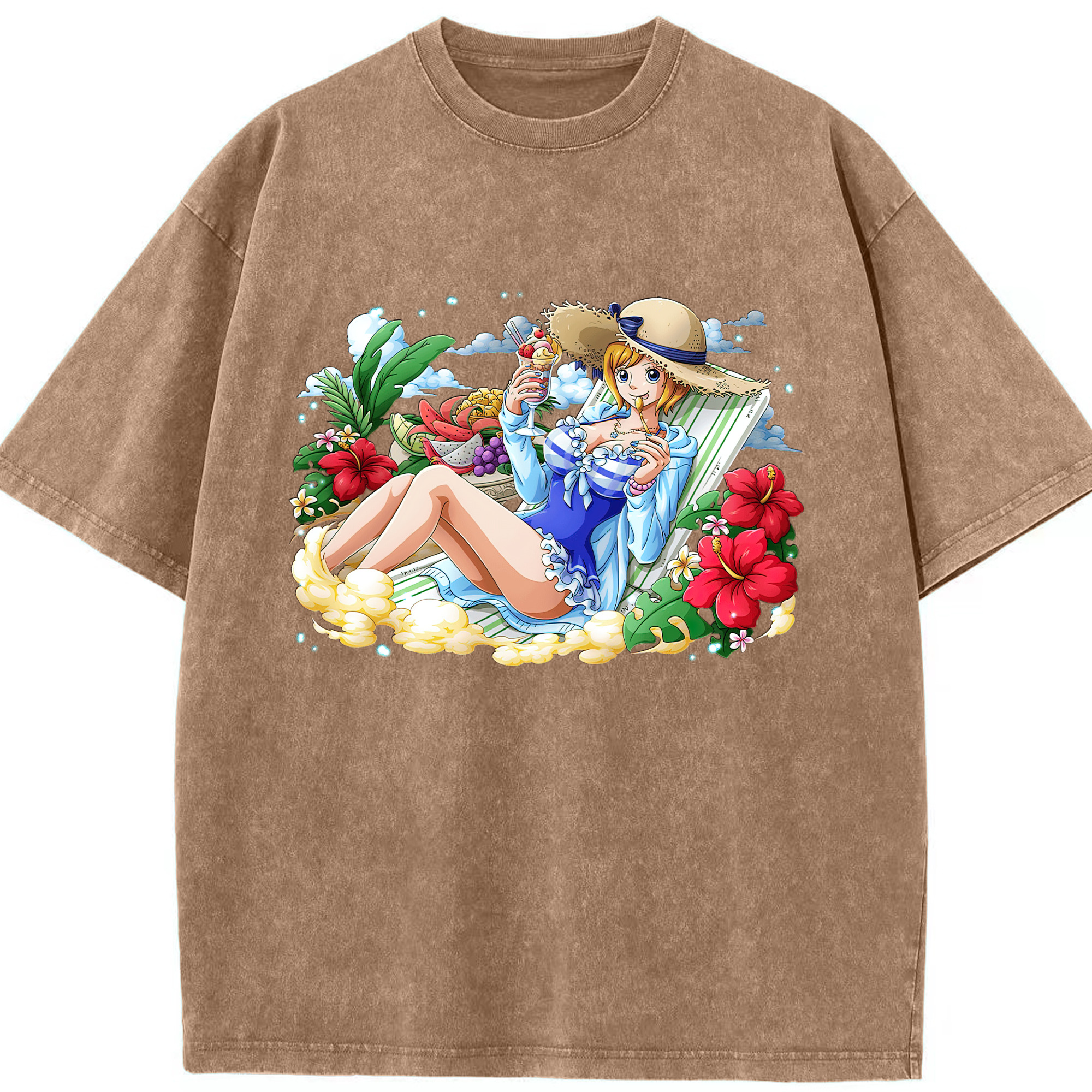 ワンピース ナミ ONE PIECE Nami 綿100% ヴィンテージ風 半袖Tシャツ（フロントプリント）