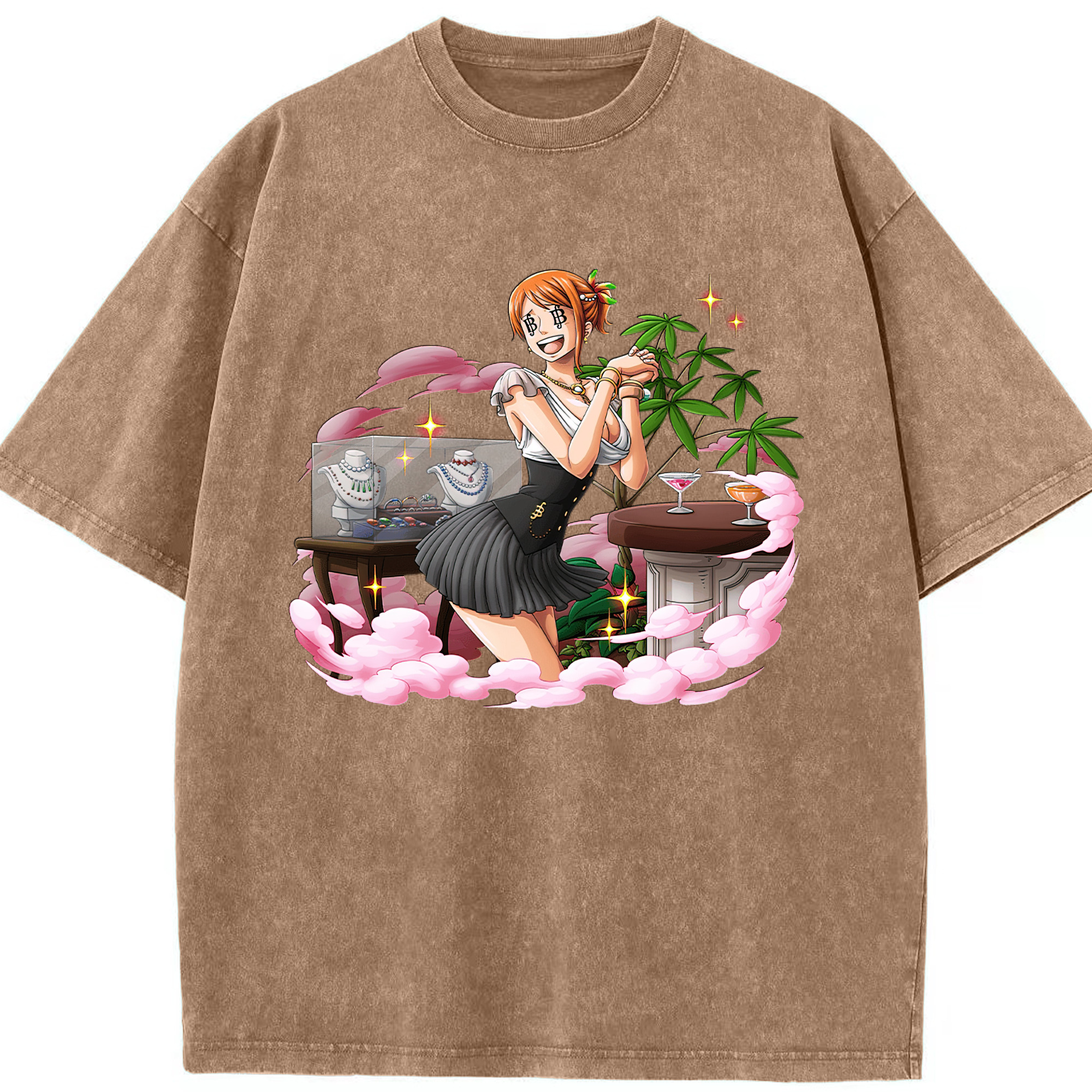 ワンピース ナミ ONE PIECE Nami 綿100% ヴィンテージ風 半袖Tシャツ（フロントプリント）