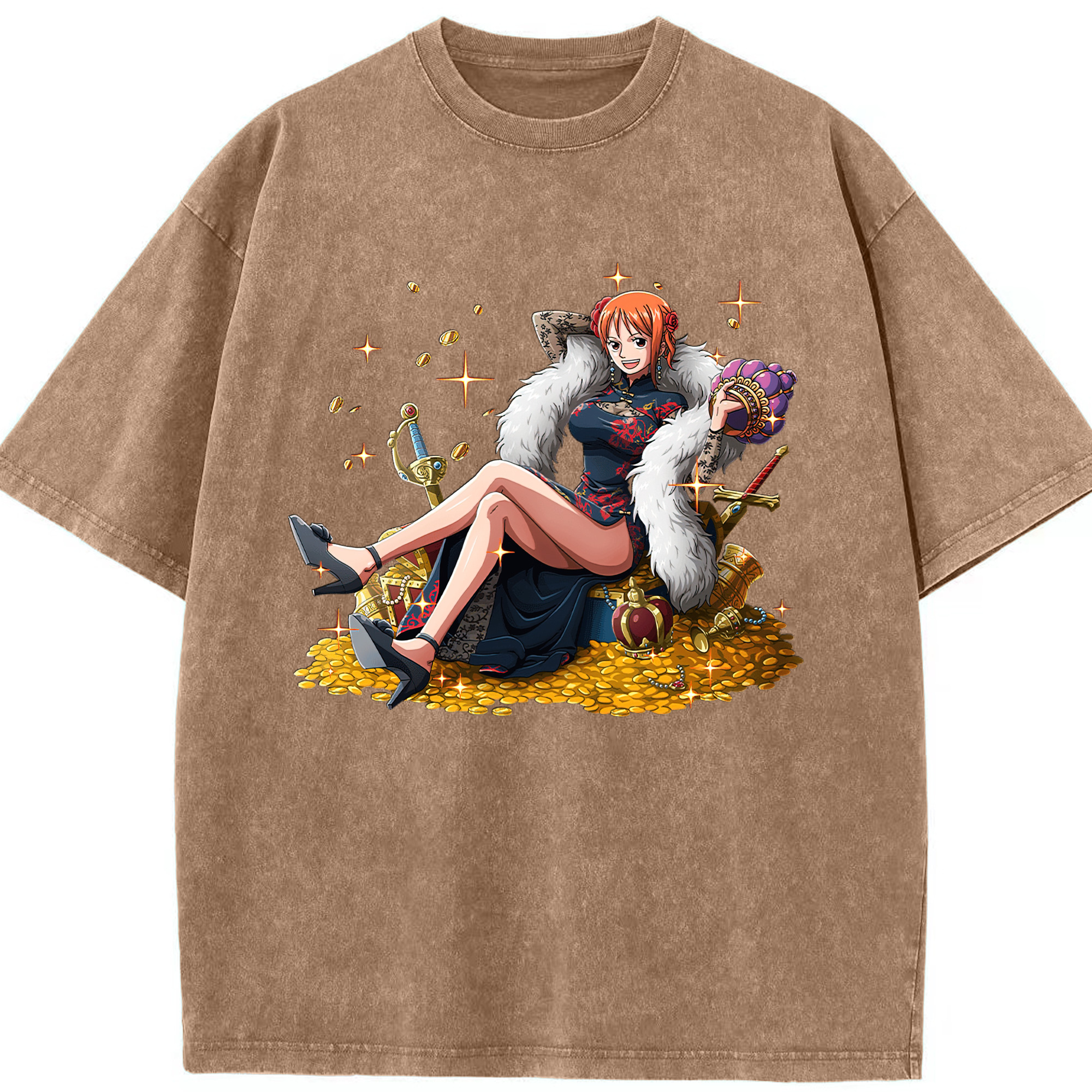 ワンピース ナミ ONE PIECE Nami 綿100% ヴィンテージ風 半袖Tシャツ（フロントプリント）