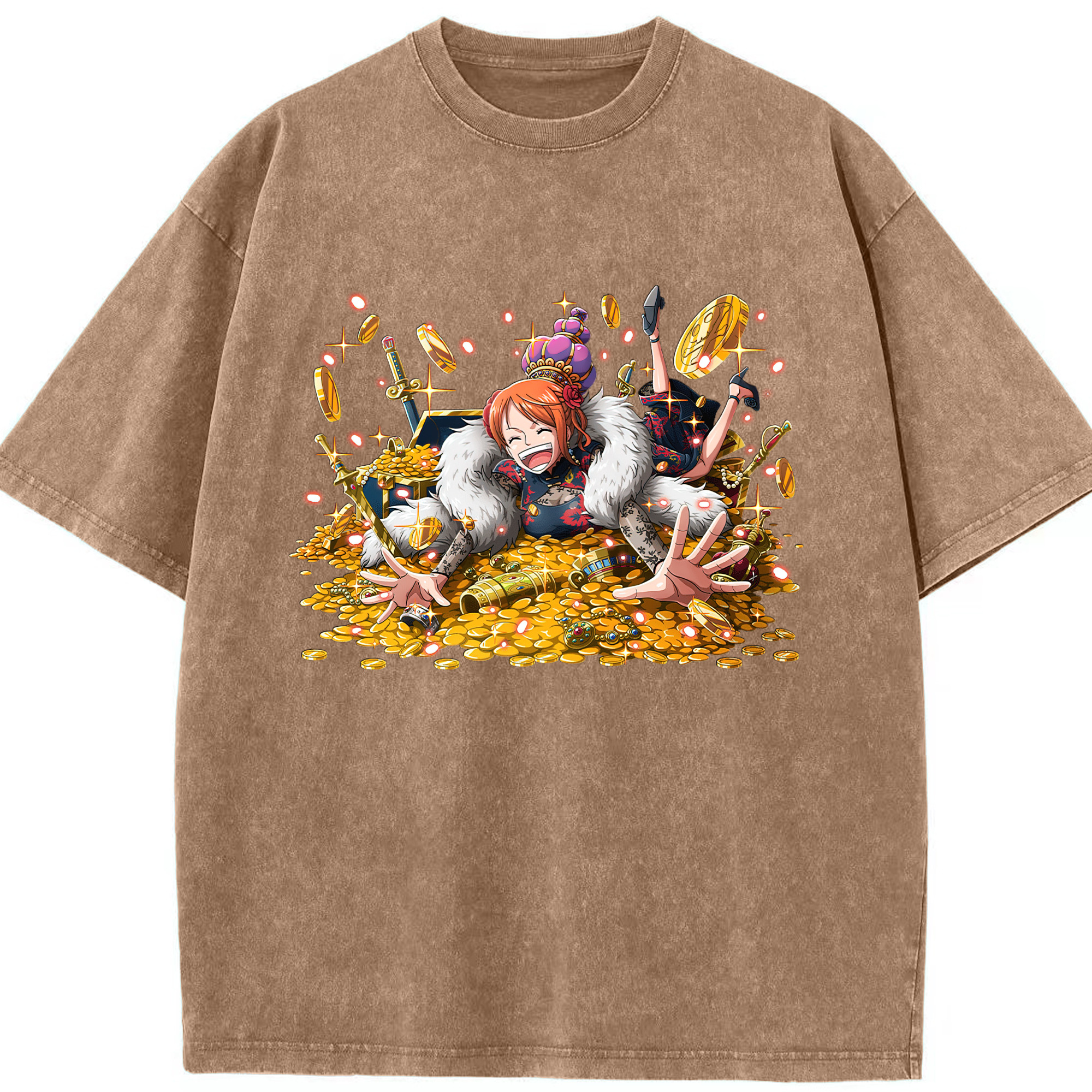 ワンピース ナミ ONE PIECE Nami 綿100% ヴィンテージ風 半袖Tシャツ（フロントプリント）