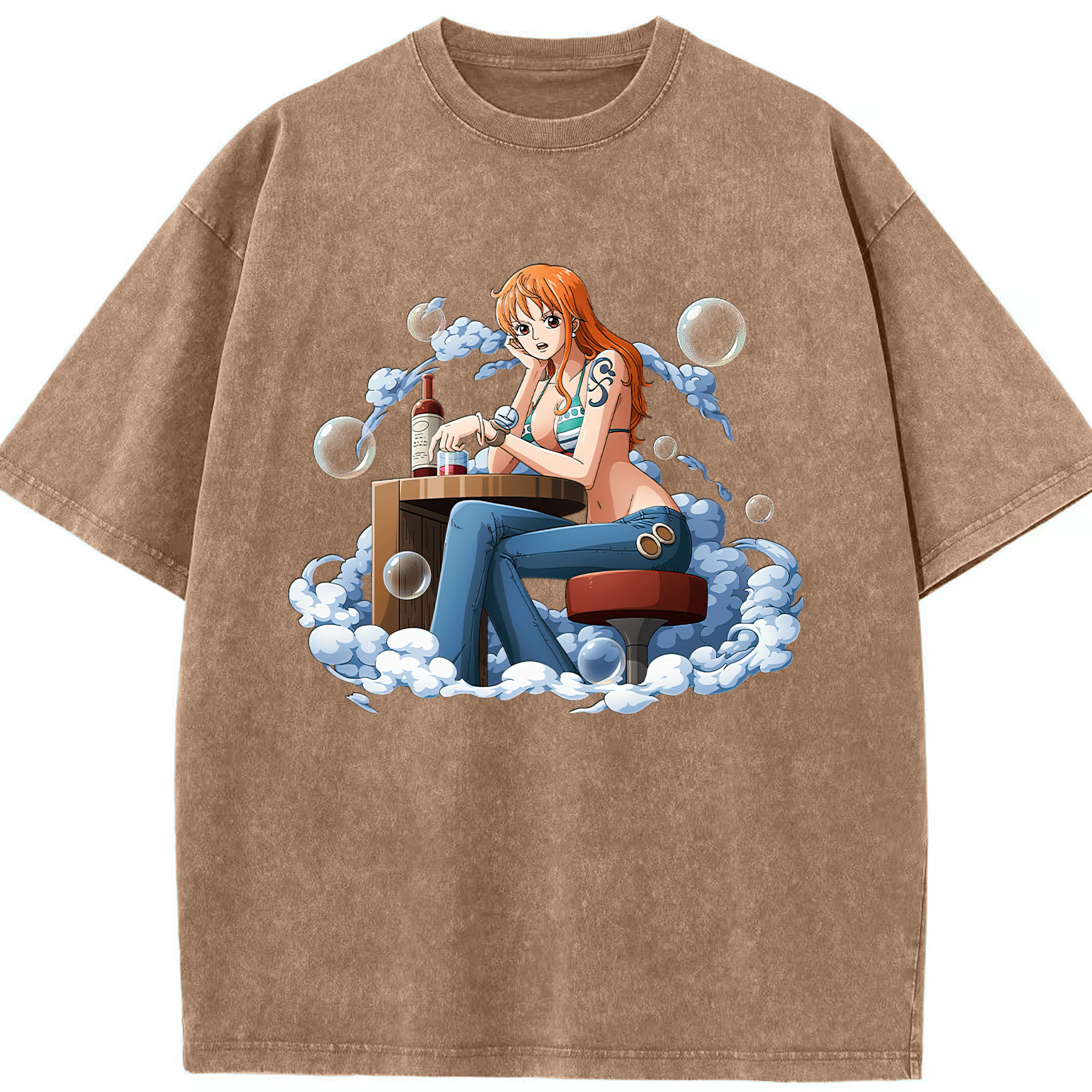 ワンピース ナミ ONE PIECE Nami 綿100% ヴィンテージ風 半袖Tシャツ（フロントプリント）