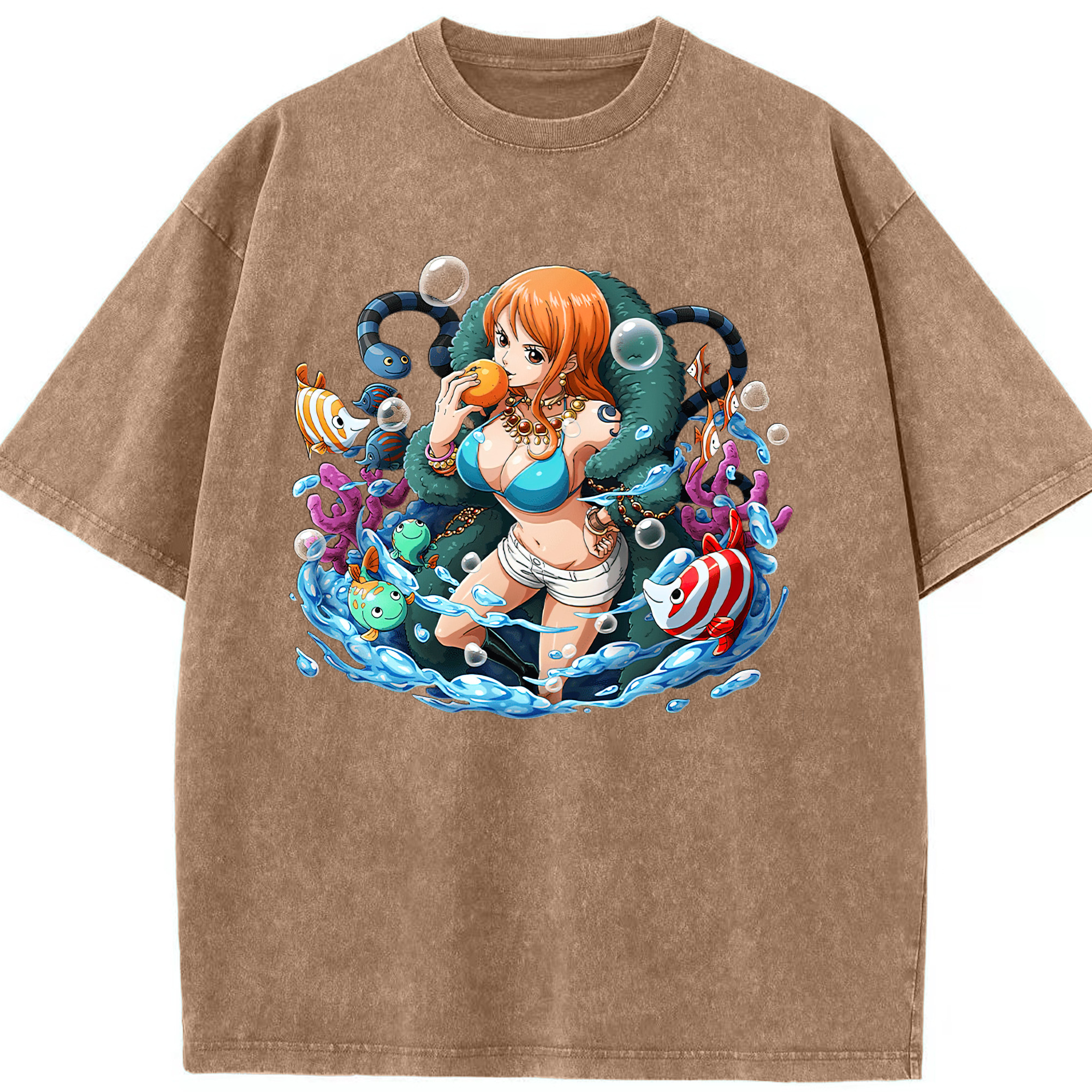 ワンピース ナミ ONE PIECE Nami 綿100% ヴィンテージ風 半袖Tシャツ（フロントプリント）