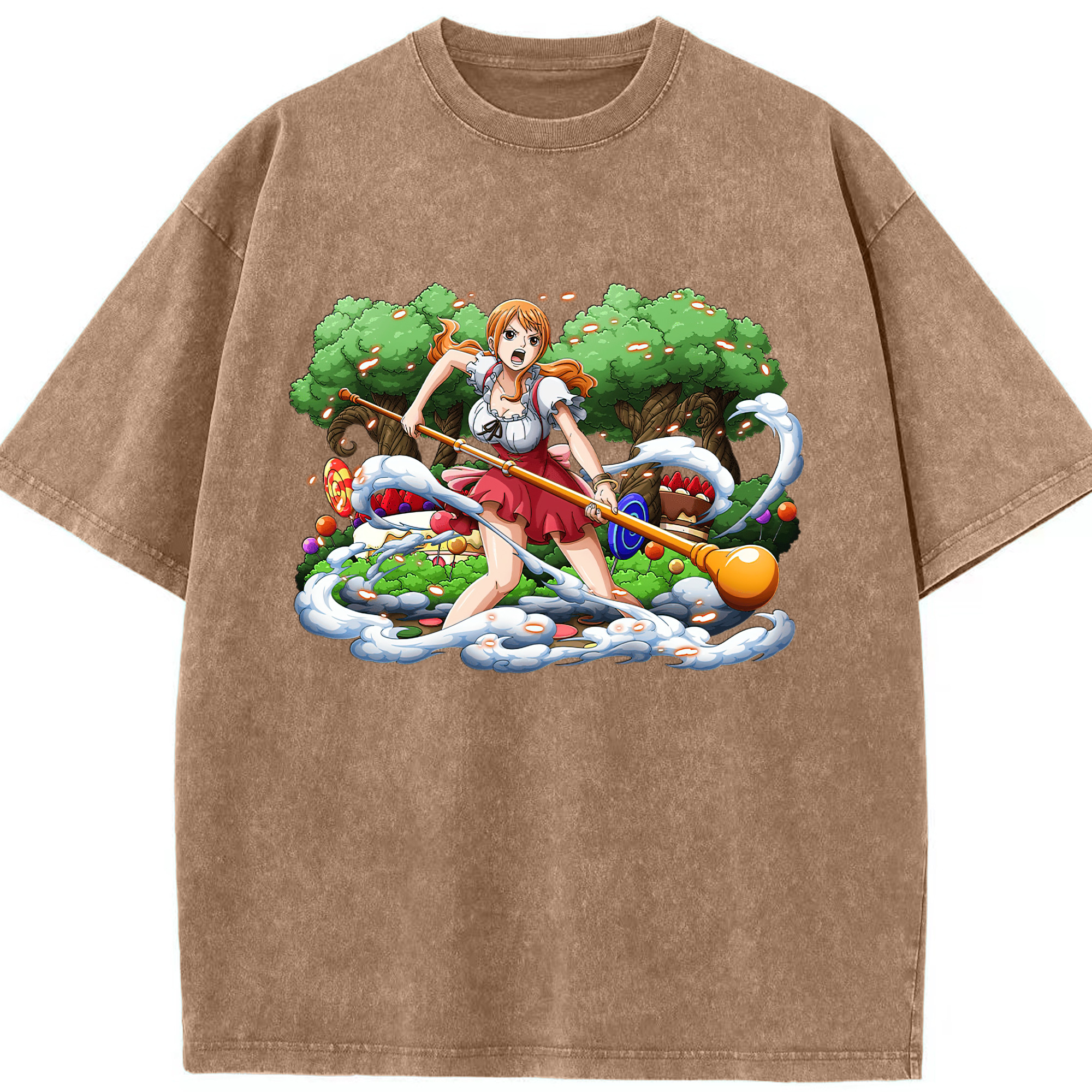 ワンピース ナミ ONE PIECE Nami 綿100% ヴィンテージ風 半袖Tシャツ（フロントプリント）
