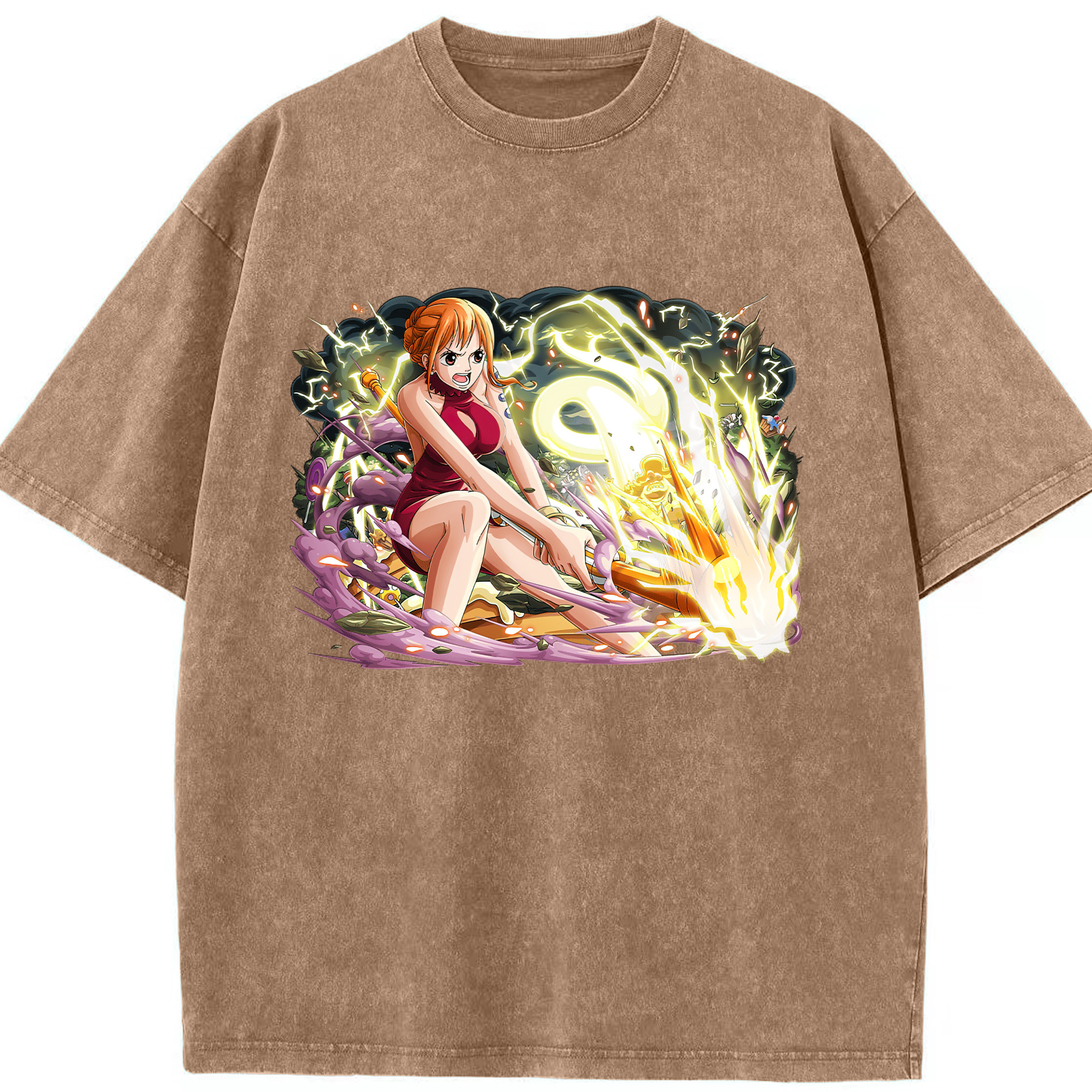 ワンピース ナミ ONE PIECE Nami 綿100% ヴィンテージ風 半袖Tシャツ（フロントプリント）