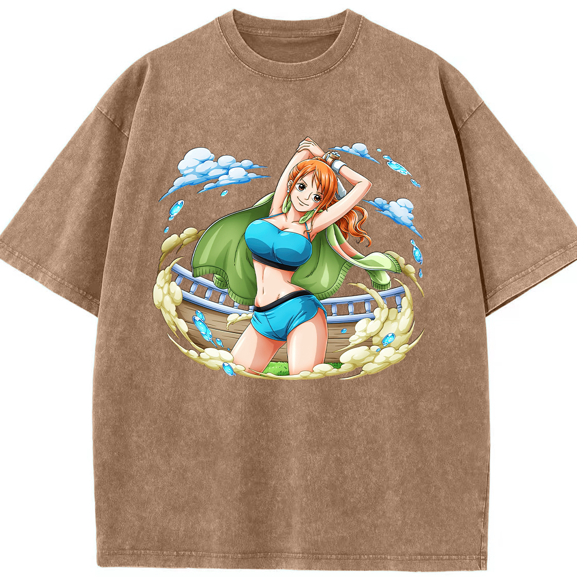 ワンピース ナミ ONE PIECE Nami 綿100% ヴィンテージ風 半袖Tシャツ（フロントプリント）