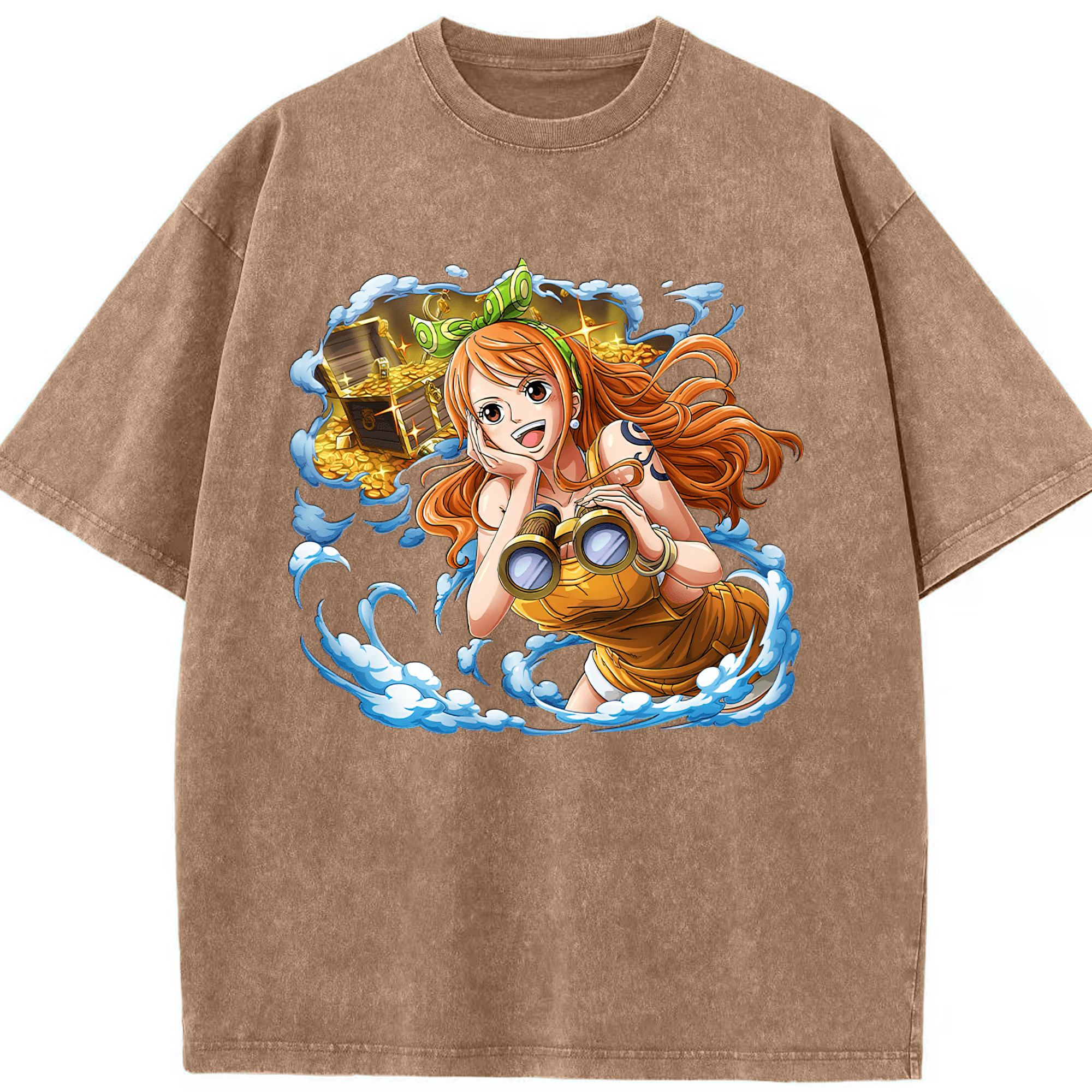 ワンピース ナミ ONE PIECE Nami 綿100% ヴィンテージ風 半袖Tシャツ（フロントプリント）