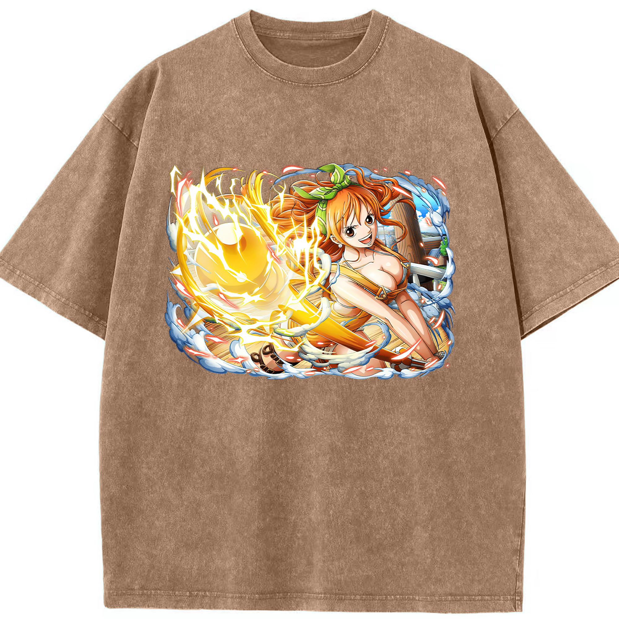 ワンピース ナミ ONE PIECE Nami 綿100% ヴィンテージ風 半袖Tシャツ（フロントプリント）