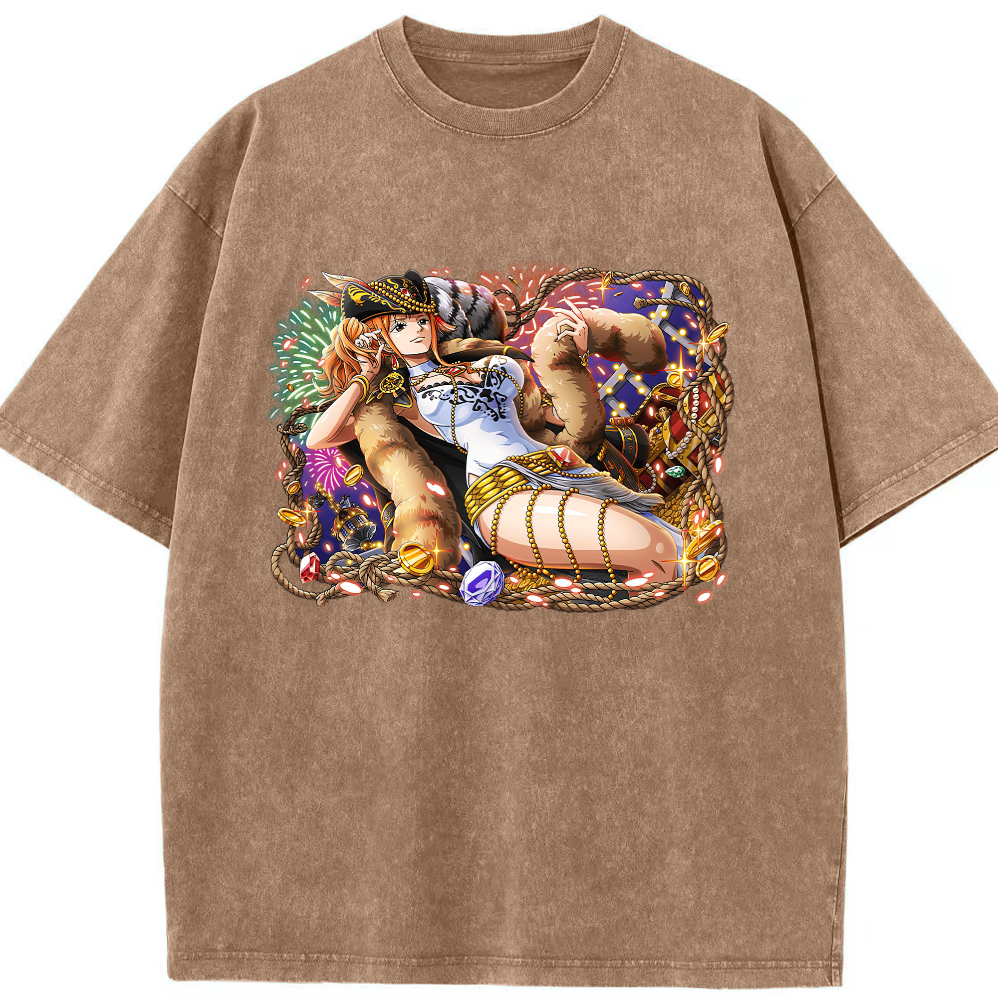 ワンピース ナミ ONE PIECE Nami 綿100% ヴィンテージ風 半袖Tシャツ（フロントプリント）