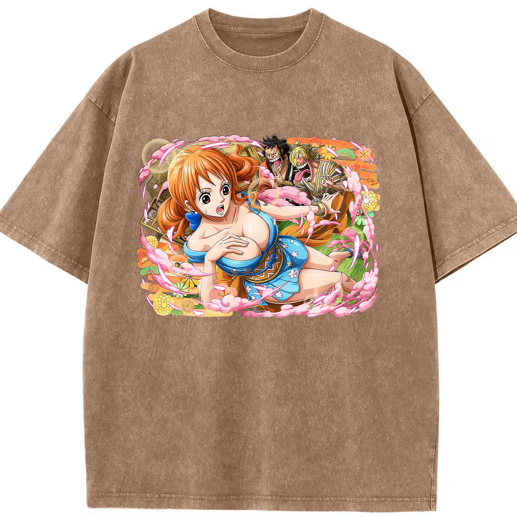 ワンピース ナミ ONE PIECE Nami 綿100% ヴィンテージ風 半袖Tシャツ（フロントプリント）