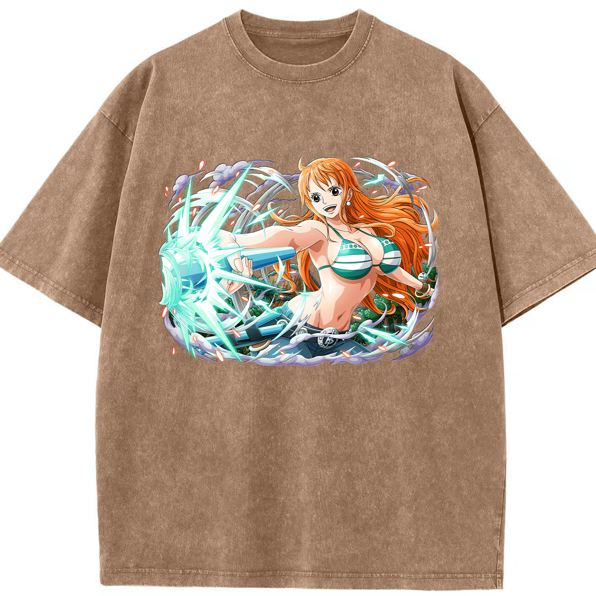 ワンピース ナミ ONE PIECE Nami 綿100% ヴィンテージ風 半袖Tシャツ（フロントプリント）