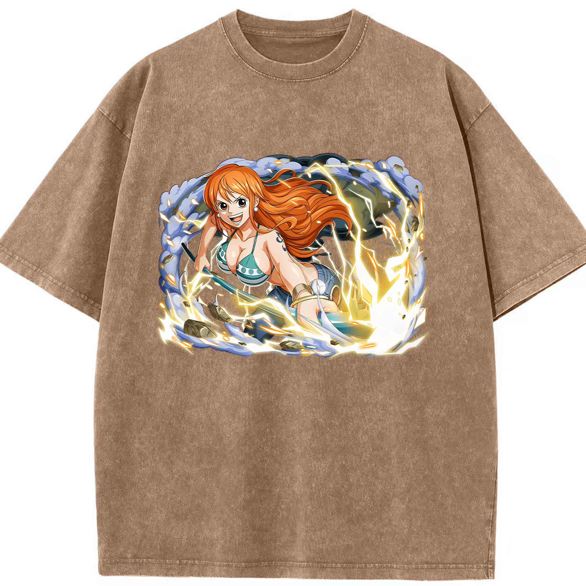 ワンピース ナミ ONE PIECE Nami 綿100% ヴィンテージ風 半袖Tシャツ（フロントプリント）