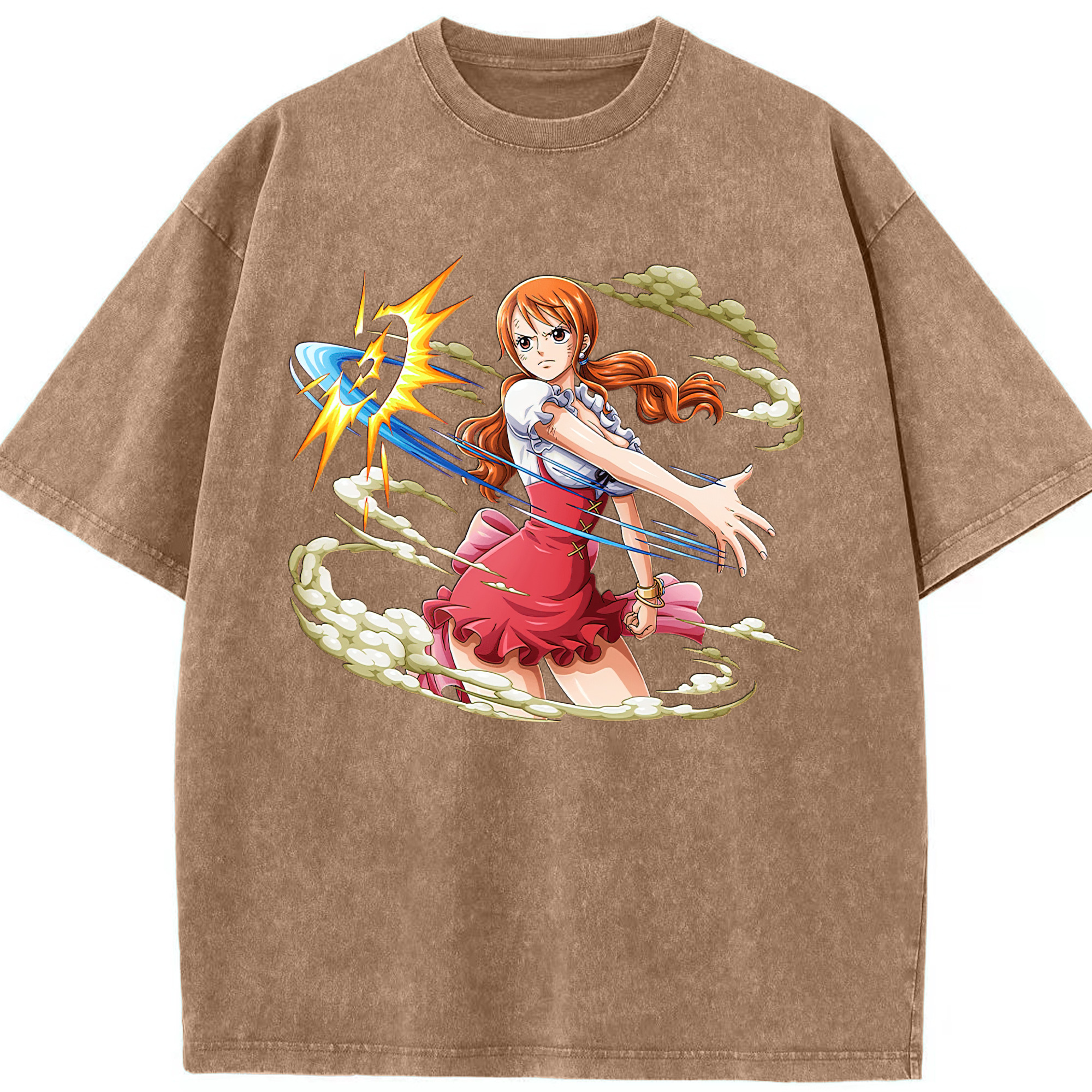 ワンピース ナミ ONE PIECE Nami 綿100% ヴィンテージ風 半袖Tシャツ（フロントプリント）