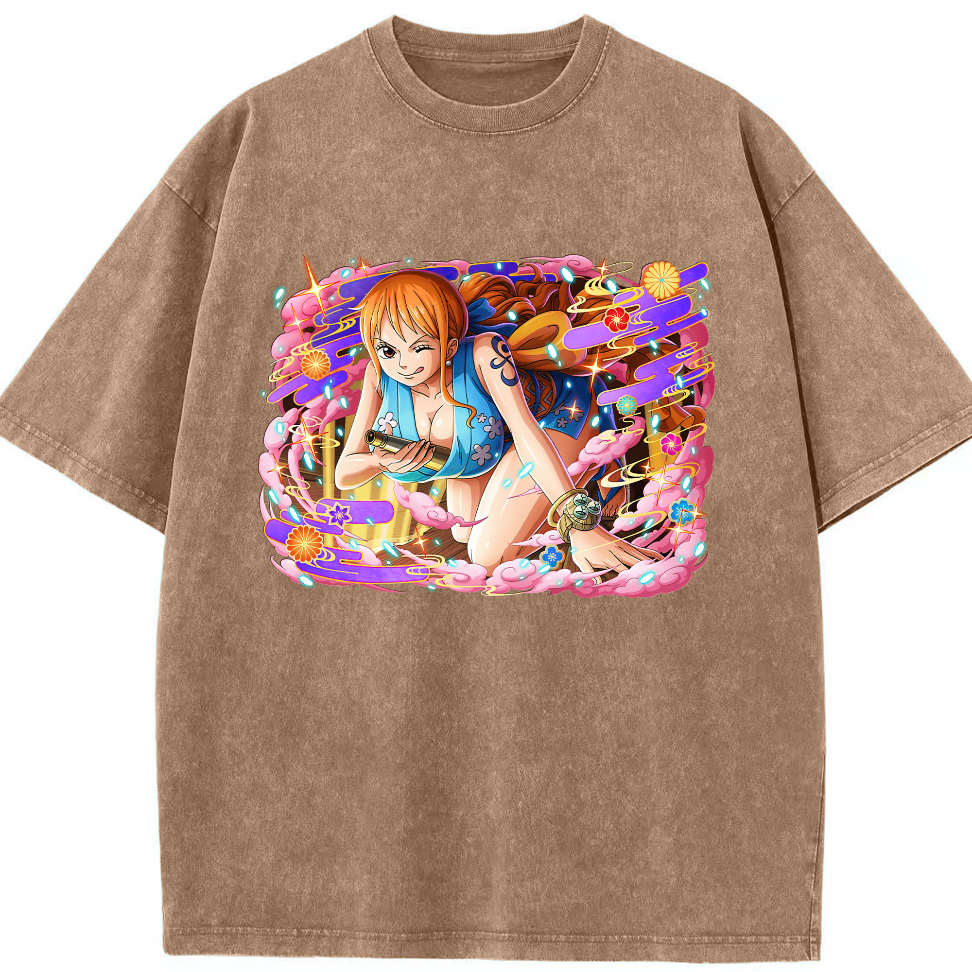 ワンピース ナミ ONE PIECE Nami 綿100% ヴィンテージ風 半袖Tシャツ（フロントプリント）