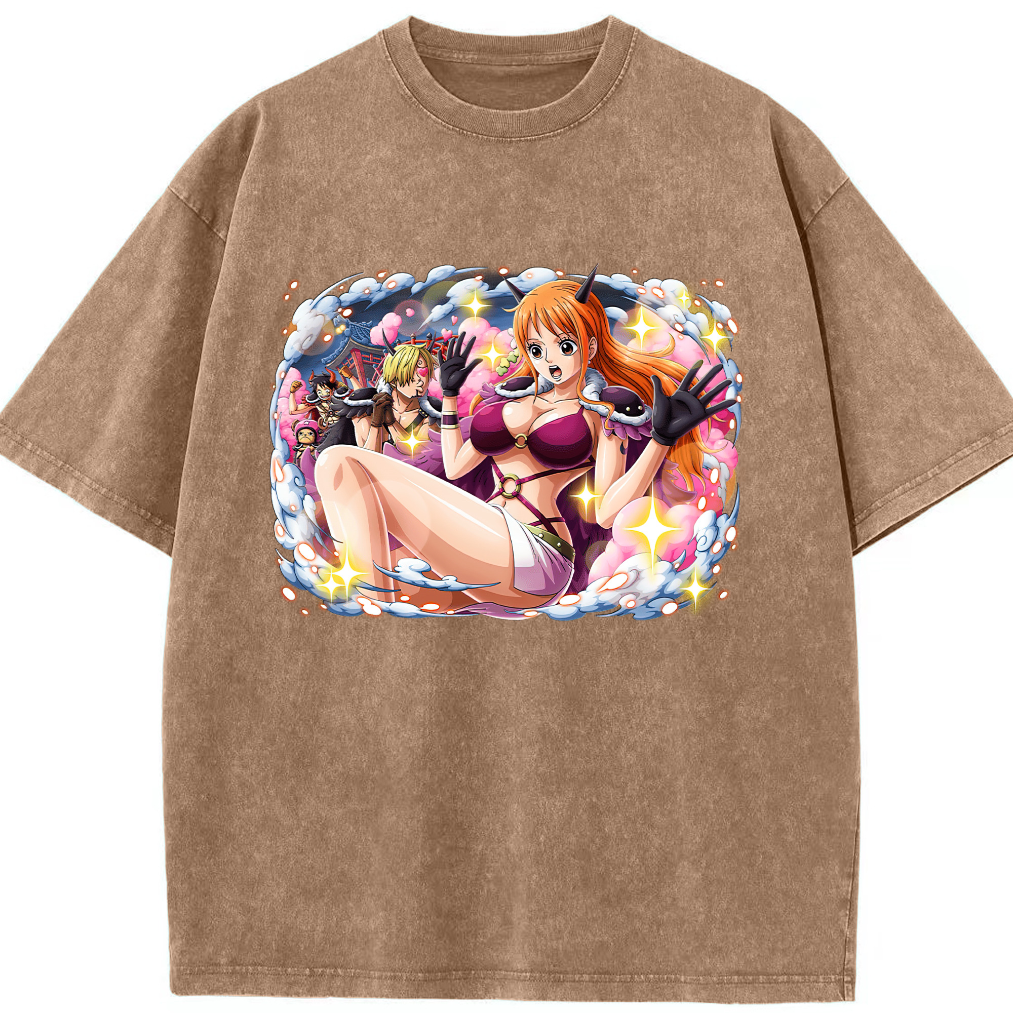 ワンピース ナミ ONE PIECE Nami 綿100% ヴィンテージ風 半袖Tシャツ（フロントプリント）