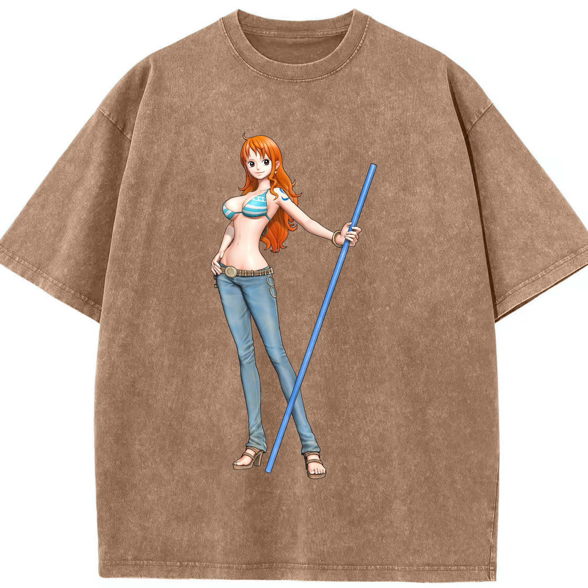 ワンピース ナミ ONE PIECE Nami 綿100% ヴィンテージ風 半袖Tシャツ（フロントプリント）