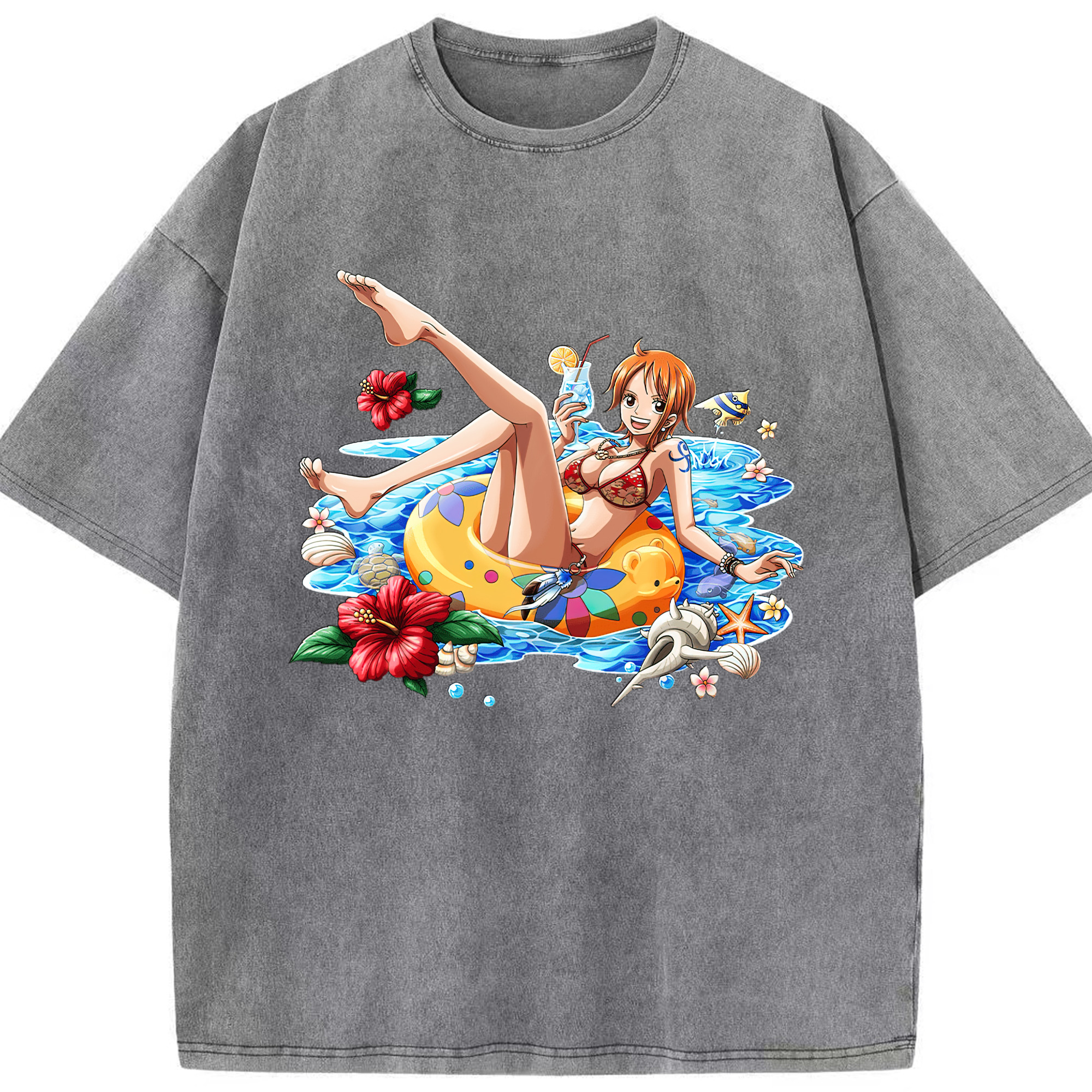 ワンピース ナミ ONE PIECE Nami 綿100% ヴィンテージ風 半袖Tシャツ（フロントプリント）